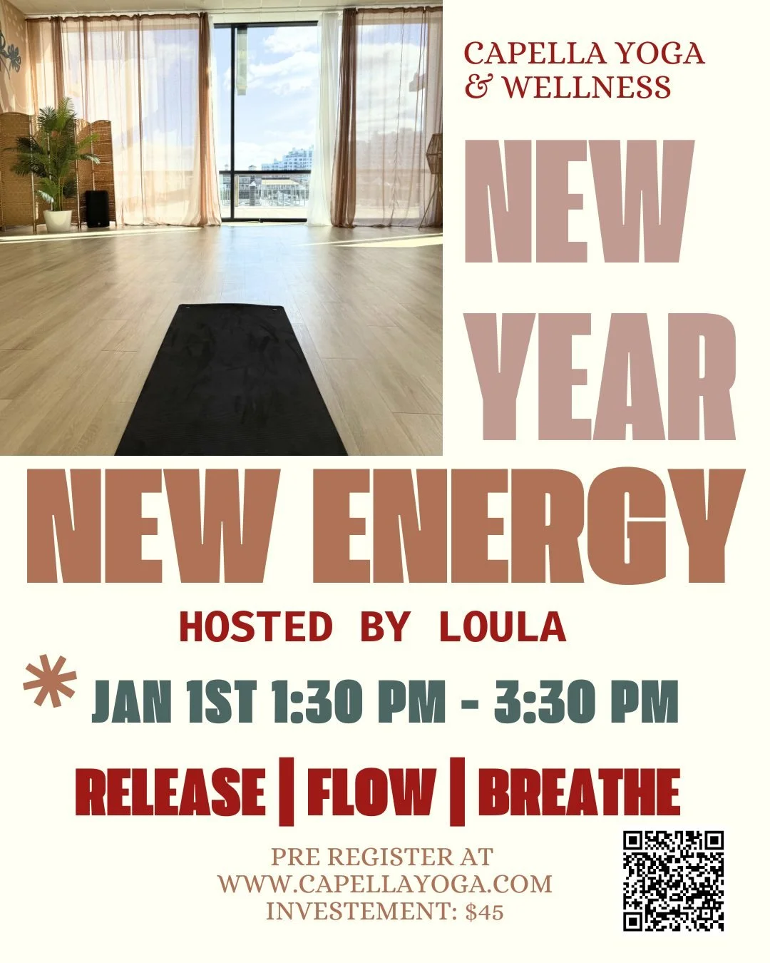 ✨ REMINDER: New Year, New Energy 

Join us January 1 at 1:30 PM for our New Year, New Energy event with @loula

This is your invitation to begin 2026 with intention &mdash; not rush, pressure, or expectations.

Expect:
&bull; gentle movement
&bull; g