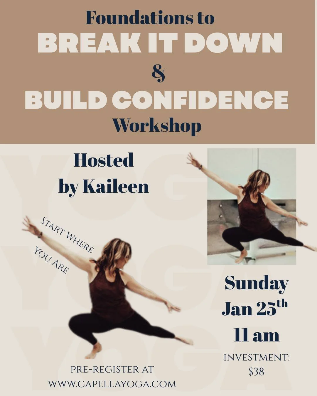 ✨ Vinyasa Foundations: Break It Down &amp; Build Confidence with @kaileenelizabeth 

🗓 1/25 at 11:00 AM
⏱ 90 minutes
📍 Capella Yoga &amp; Wellness
💫 Investment: $38

If you&rsquo;ve ever felt like vinyasa moves a little fast&hellip;
If you&rsquo;r