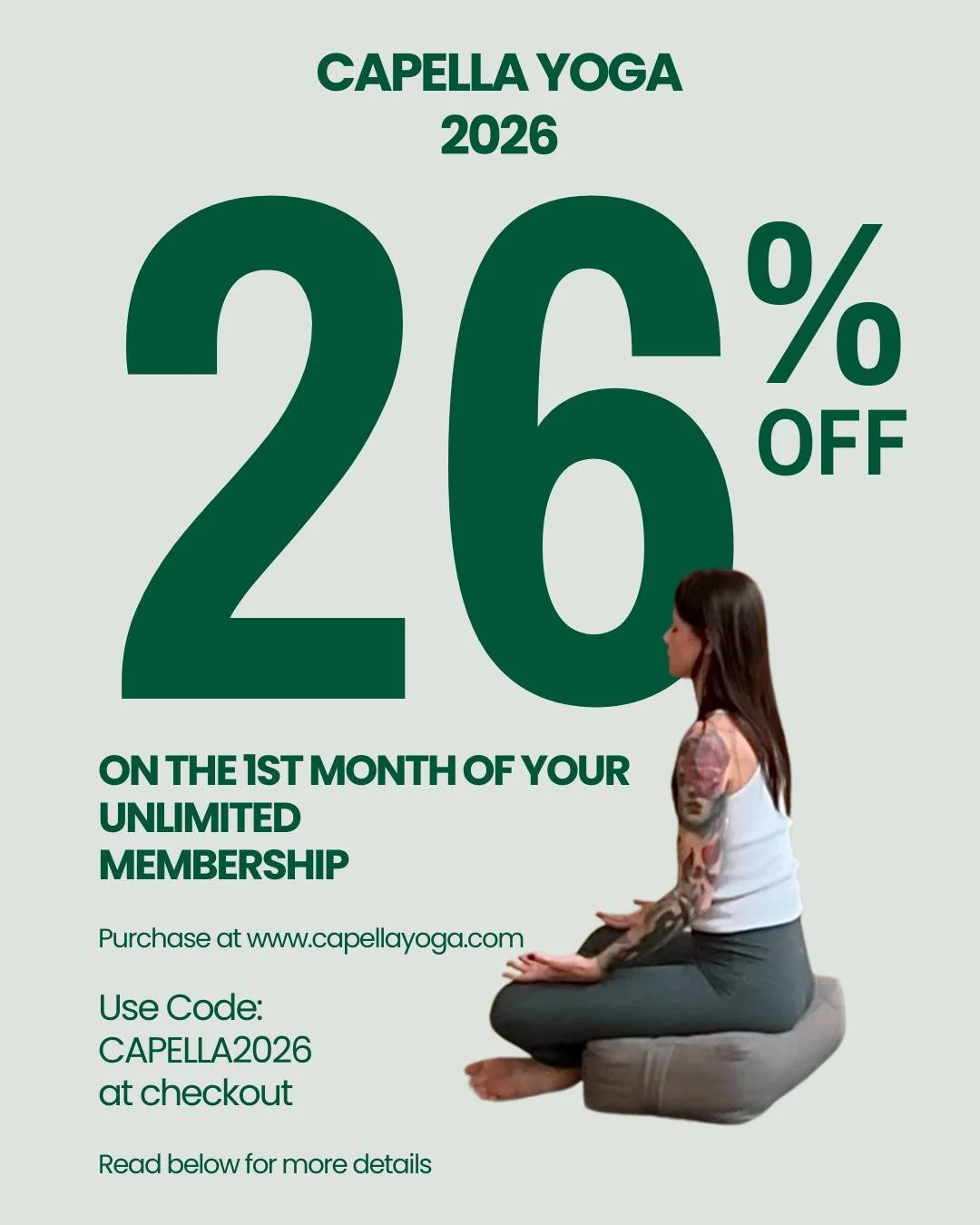 For January 2026 only, our Unlimited Membership is 26% OFF your first month &mdash; our way of welcoming in the new year with intention, movement, and consistency.
This membership is designed to support you all year long, not just in January.

✨Membe