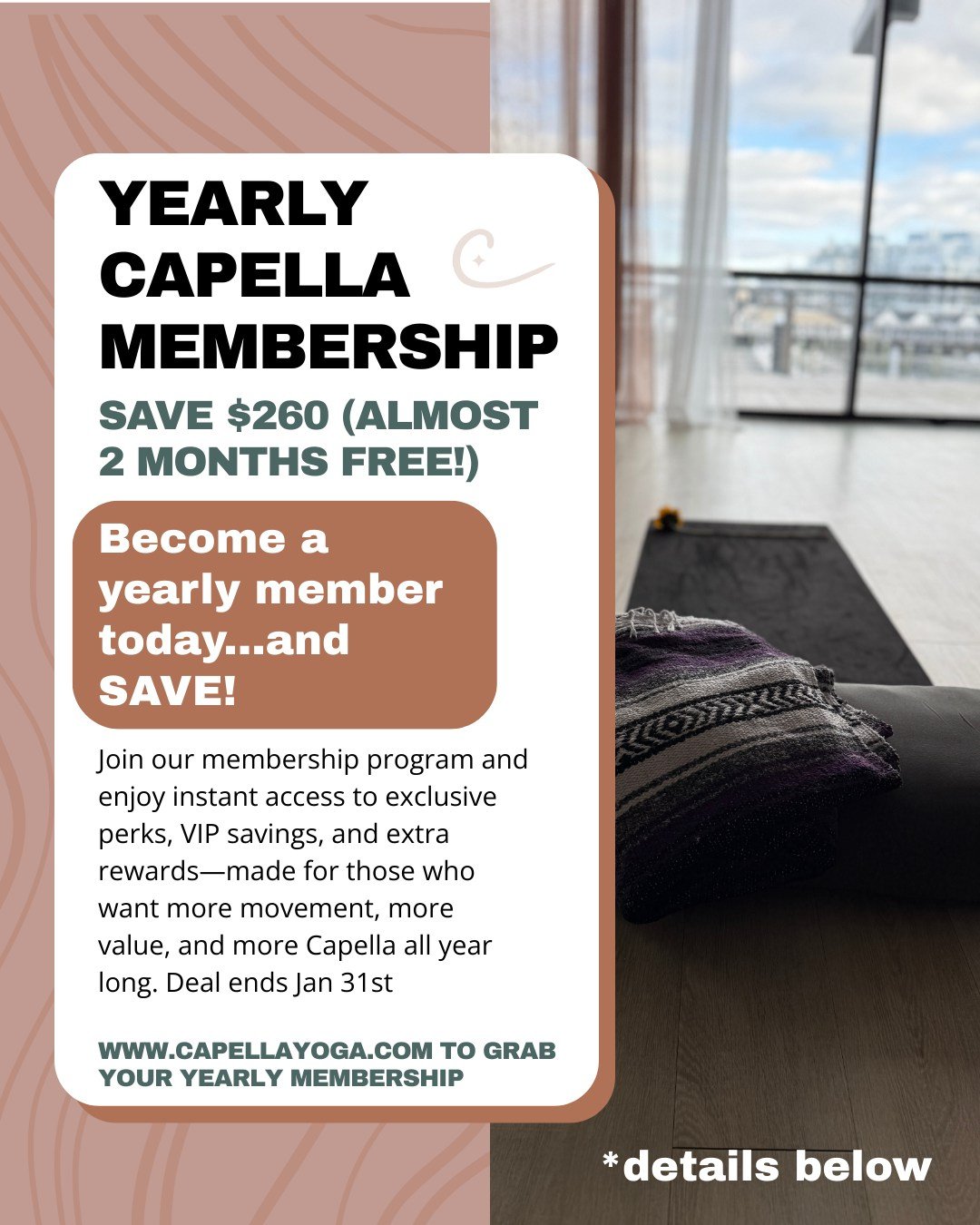 ✨ LIMITED DROP: 4 ONLY 

 Your Unlimited Capella Era &mdash; for a whole year.
We&rsquo;re offering 1 YEAR Unlimited for $1,480
 💥 Save $260 (almost 2 months free!)

PLUS you&rsquo;ll get:
 ✅ 20% off monthly events
 ✅ 20 guest passes to use anytime
