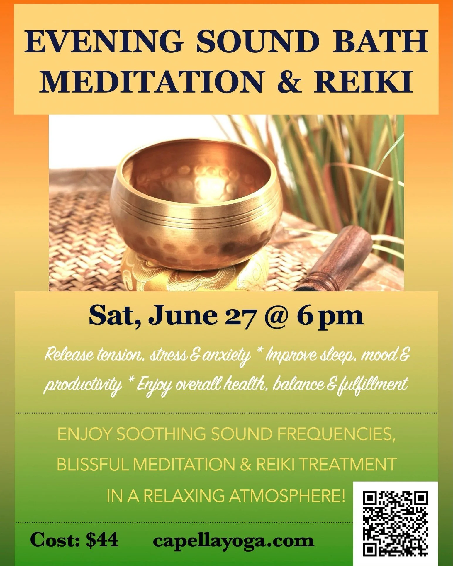 Join us at Capella on June 27th at 6 PM as we welcome one of our favorite monthly event hosted by @thrivewithkatalin . Join her for a powerfully uplifting journey of a well deserved candle-lit sound bath, meditation and energy healing
.
This evening 