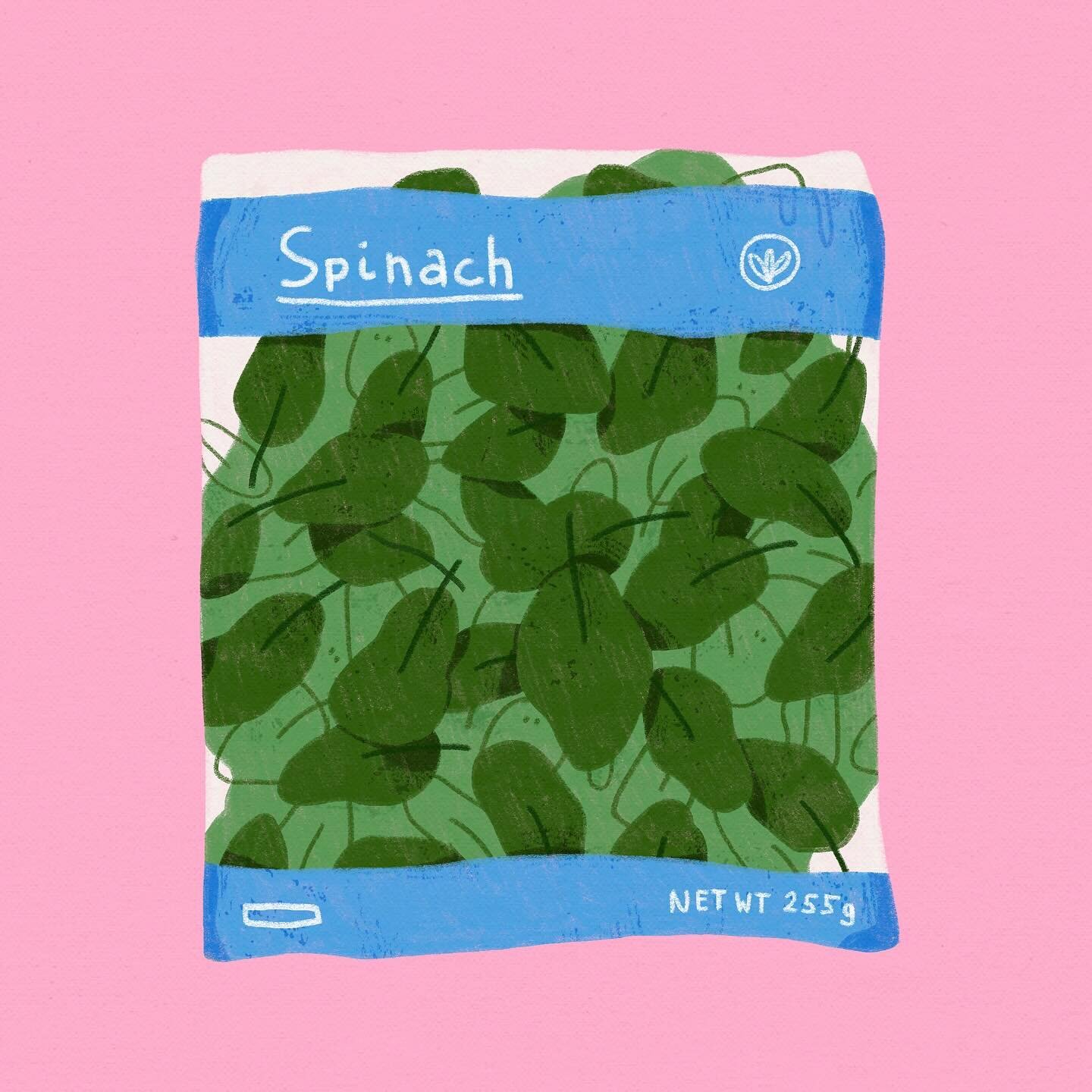 Just finished a new illustration of a bag of spinach 😄 Not sure what is it exactly but I really like how it turned out! I&rsquo;m tempted to make a sticker out of it hehe. 

Swipe right to see a time-lapse video 🌱

#plantillustration #spinachillust