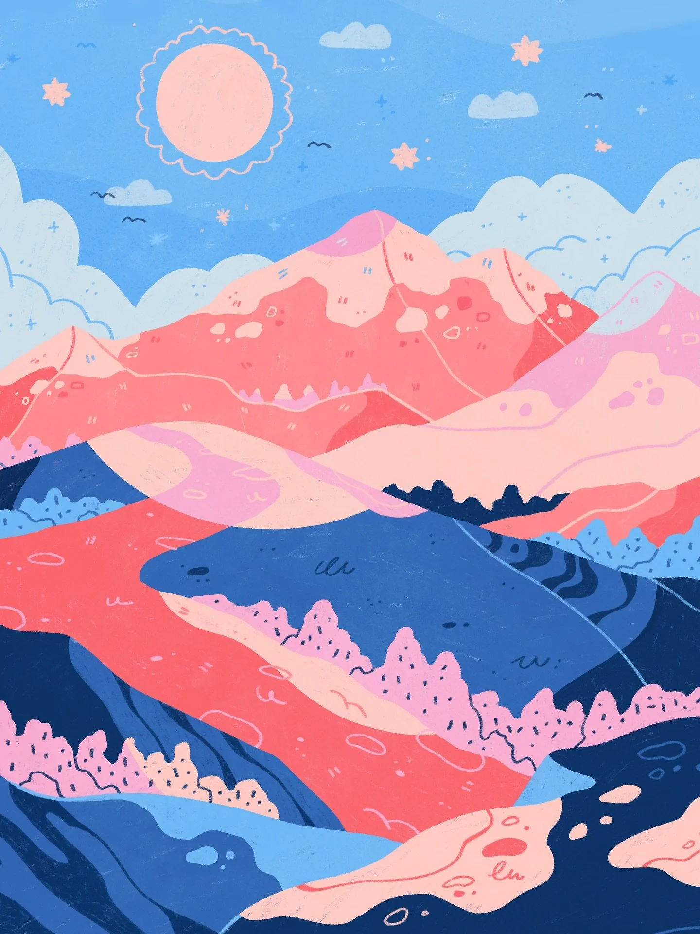 Mountains are one of my favourite things to draw.
You begin with just a few lines and suddenly a whole landscape starts to appear. It&rsquo;s one of the most intuitive and meditative subjects for me.
Maybe that&rsquo;s the magic of mountains - you ne