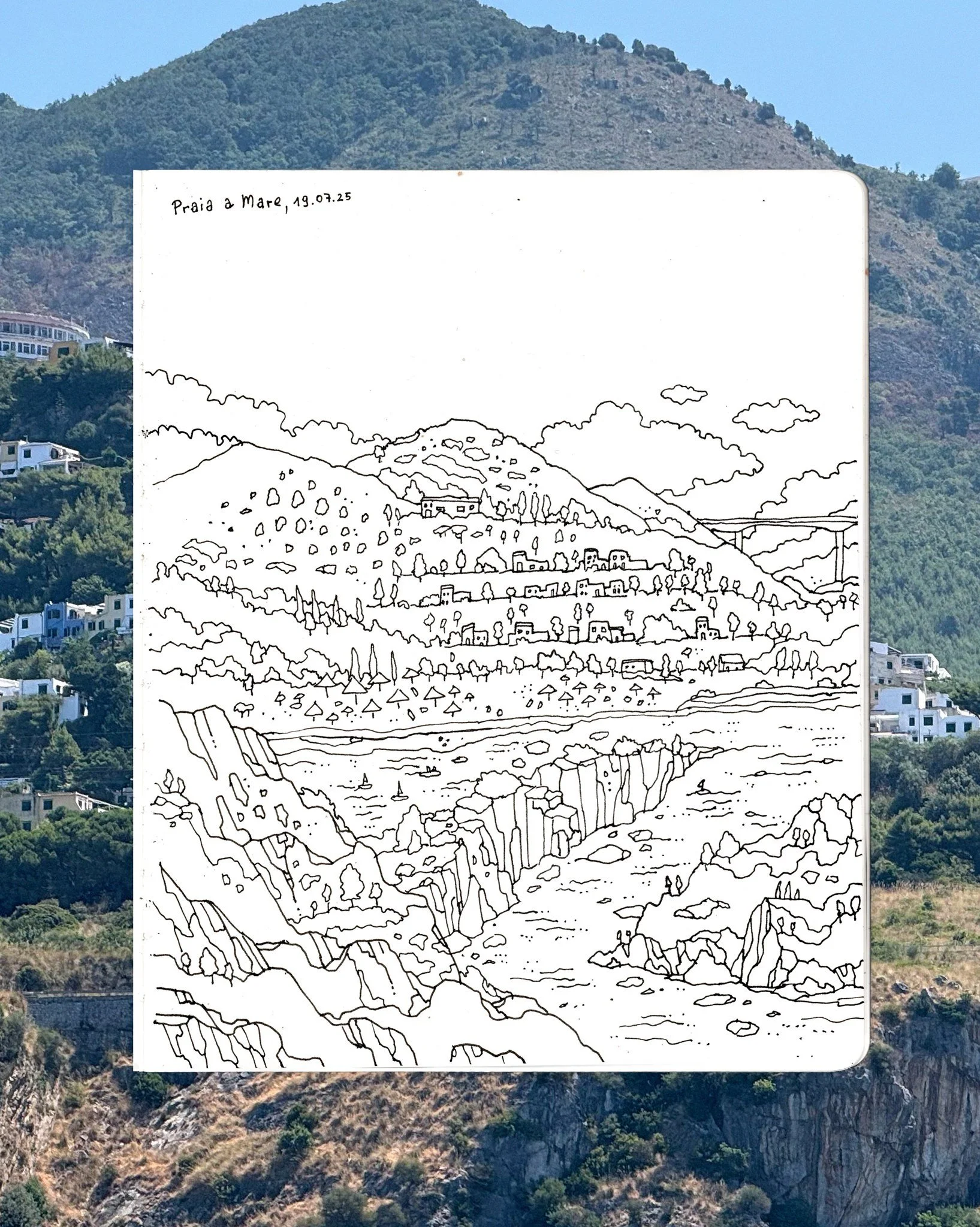 Praia a Mare 🇮🇹

#sketchbookpage #praiaamare #italytravel #urbansketch #travelillustration #artistoninstagram #visualjournal #illustrationdaily #artjournal #drawyourday #southernitaly #beachlifeitaly #coastalview #sketchbookinspo #daytripdrawing