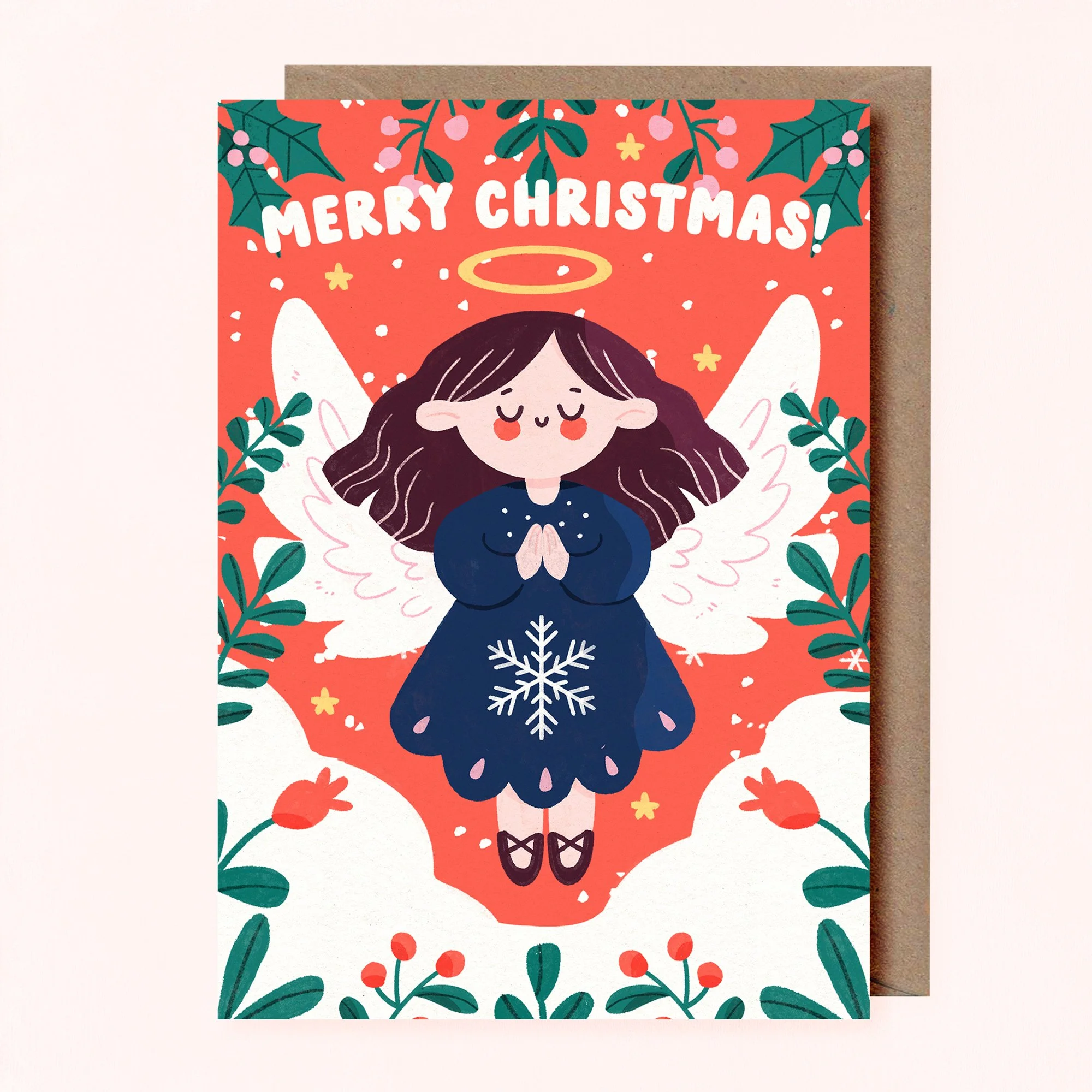 Angel Christmas Greeting Card (red)