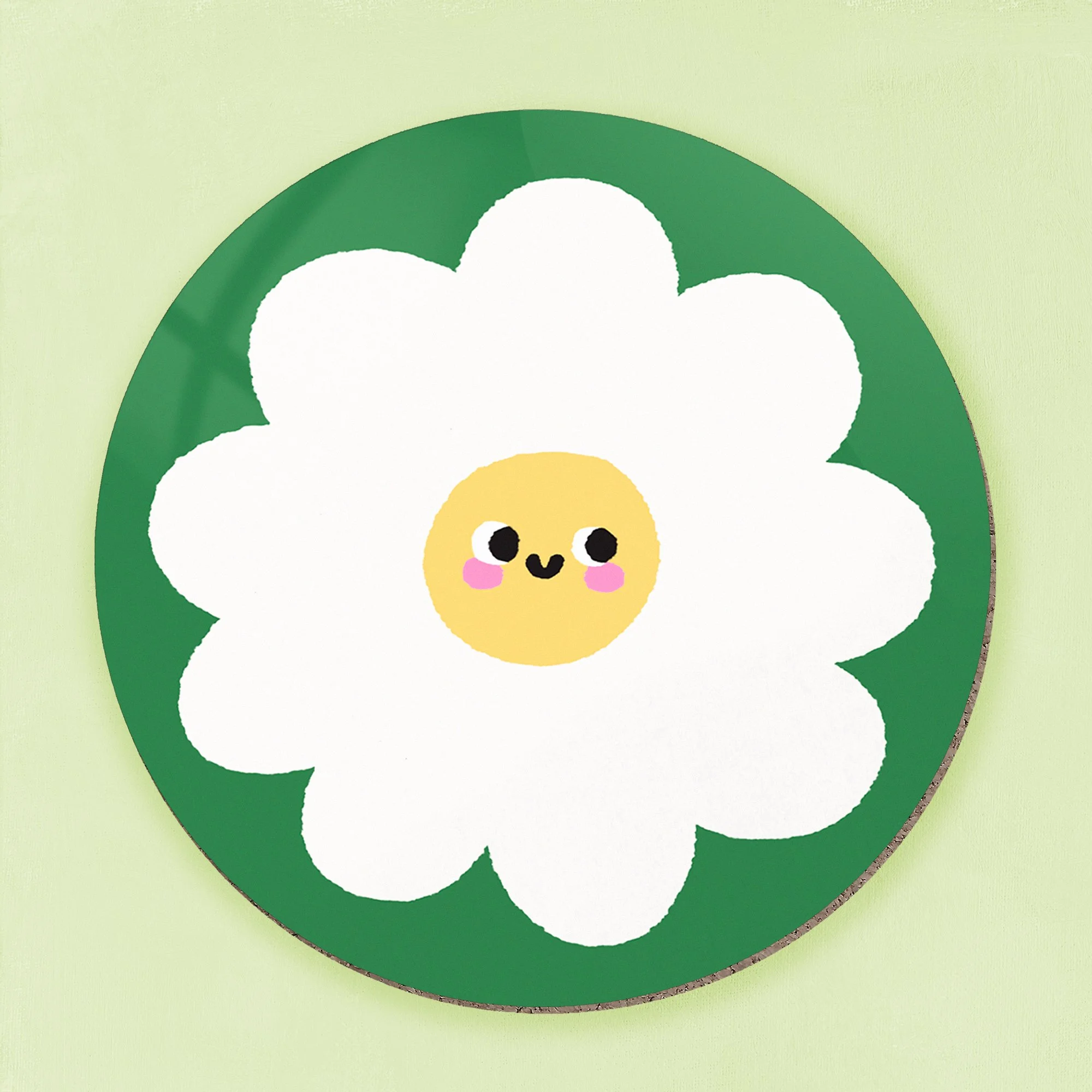 Smiley Flower with Yellow Face Coaster