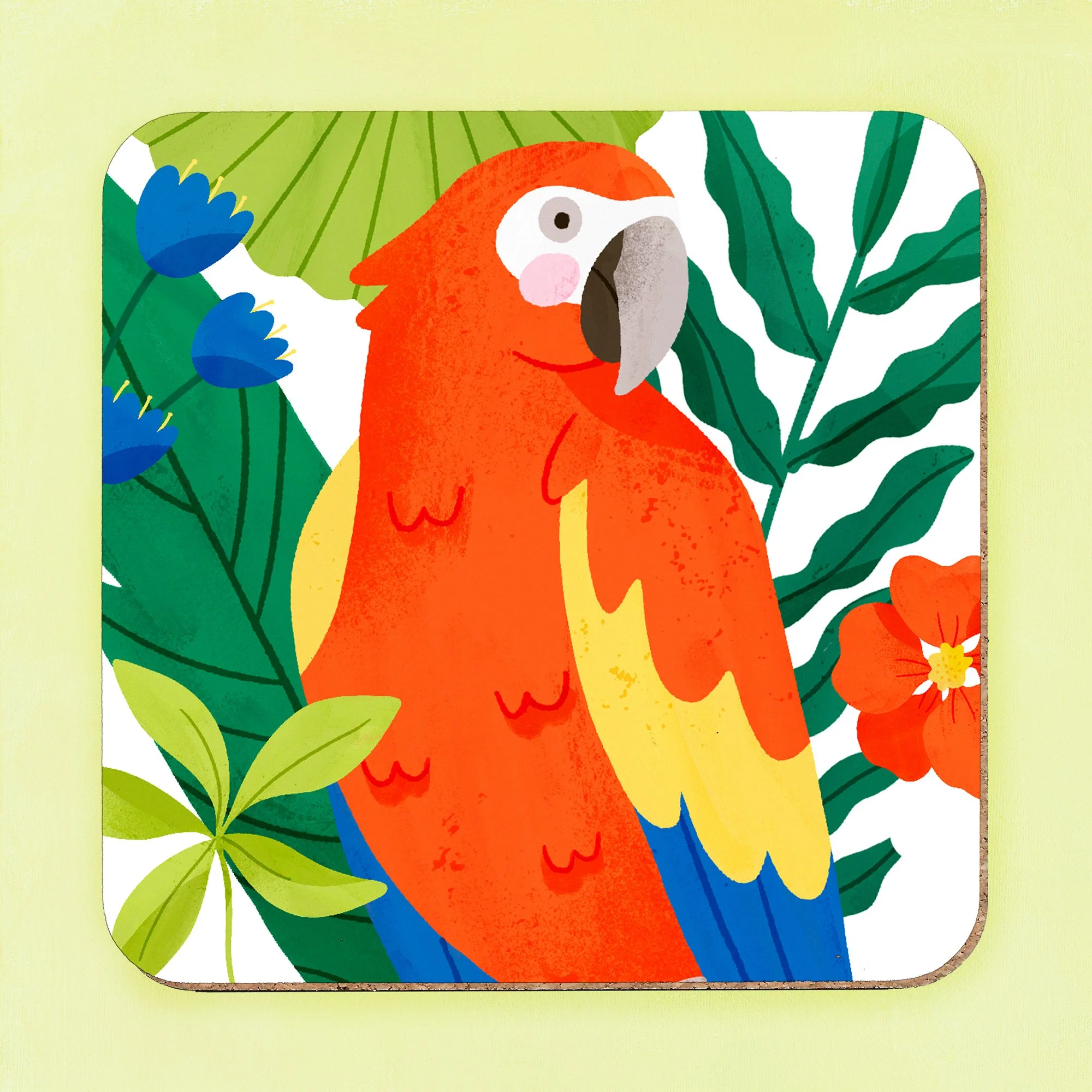 Red Macaw Parrot Coaster