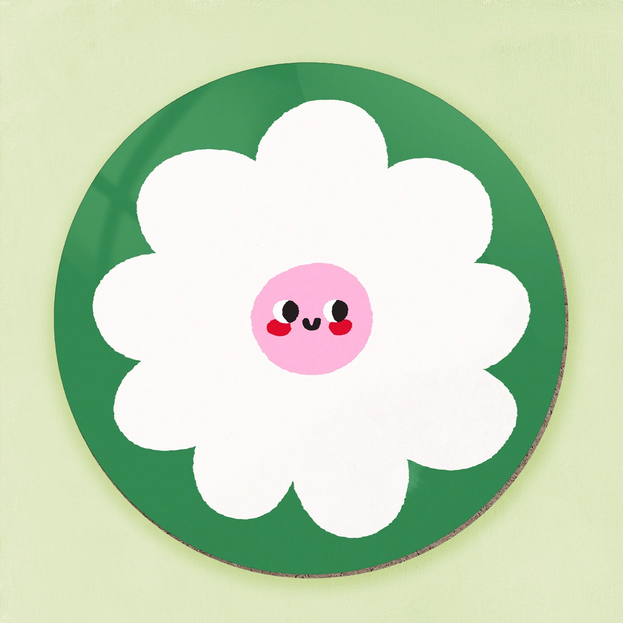 Smiley Flower with Pink Face Coaster