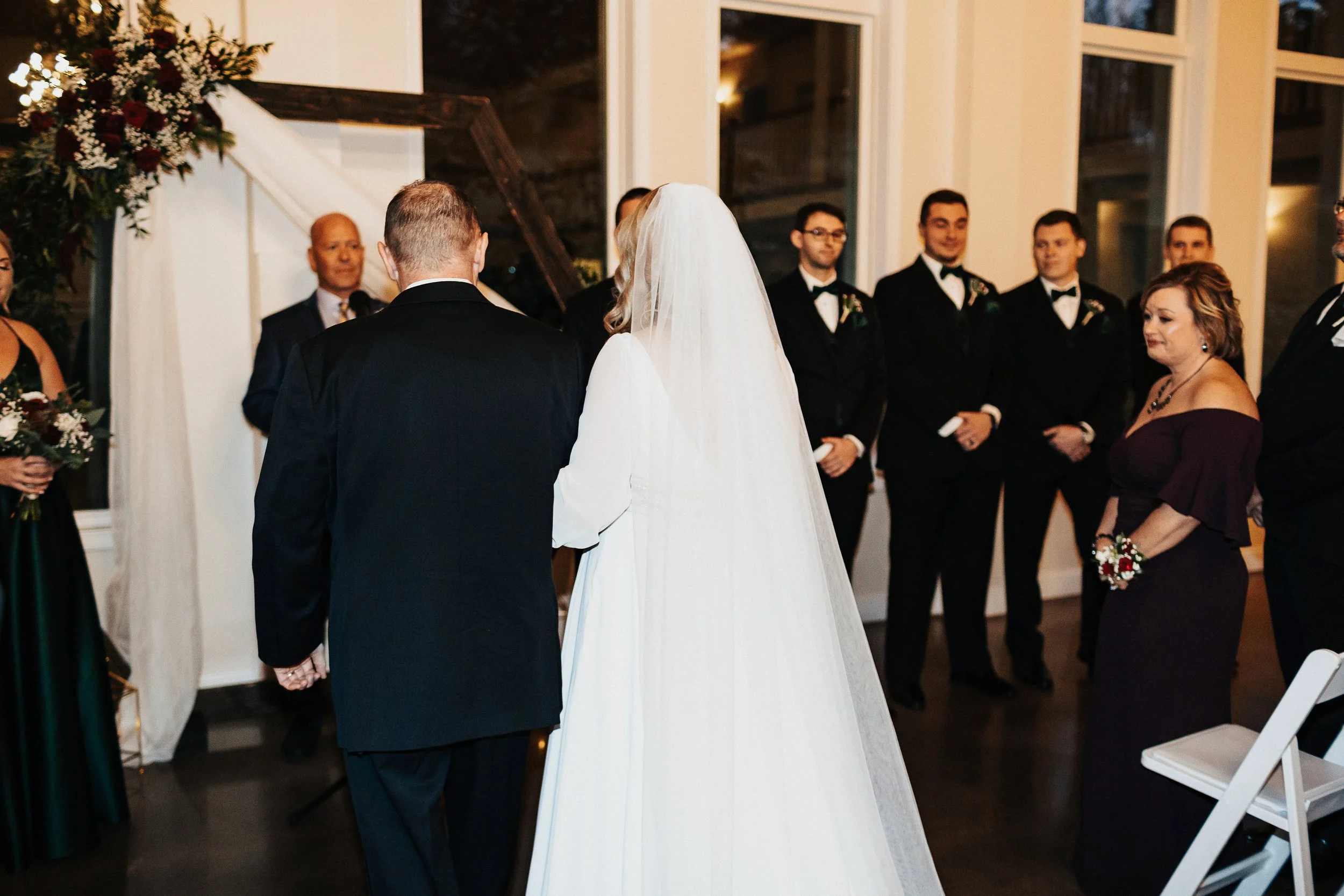 This is a scenic boho elegant rustic view of the inside of the award-winning reception hall outdoor mansion wedding venue Rosewood Manor in Miamisburg at Magnolia Estate. Surrounded by the Greater Dayton, Columbus, and Cincinnati areas. 