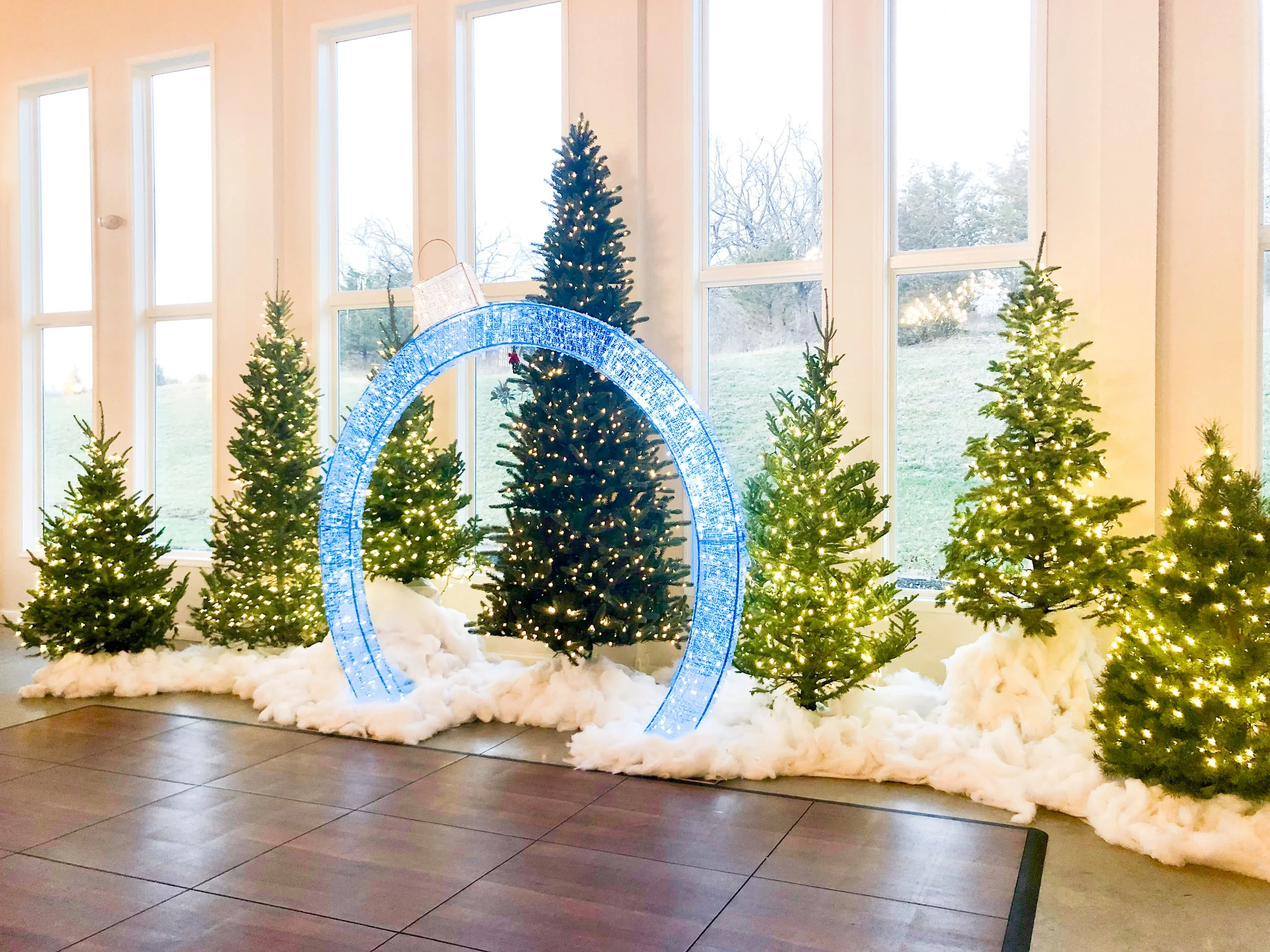 This is a scenic Christmas boho elegant rustic view of the inside of the award-winning reception hall outdoor mansion wedding venue Rosewood Manor in Miamisburg at Magnolia Estate. Surrounded by the Greater Dayton, Columbus, and Cincinnati areas. 