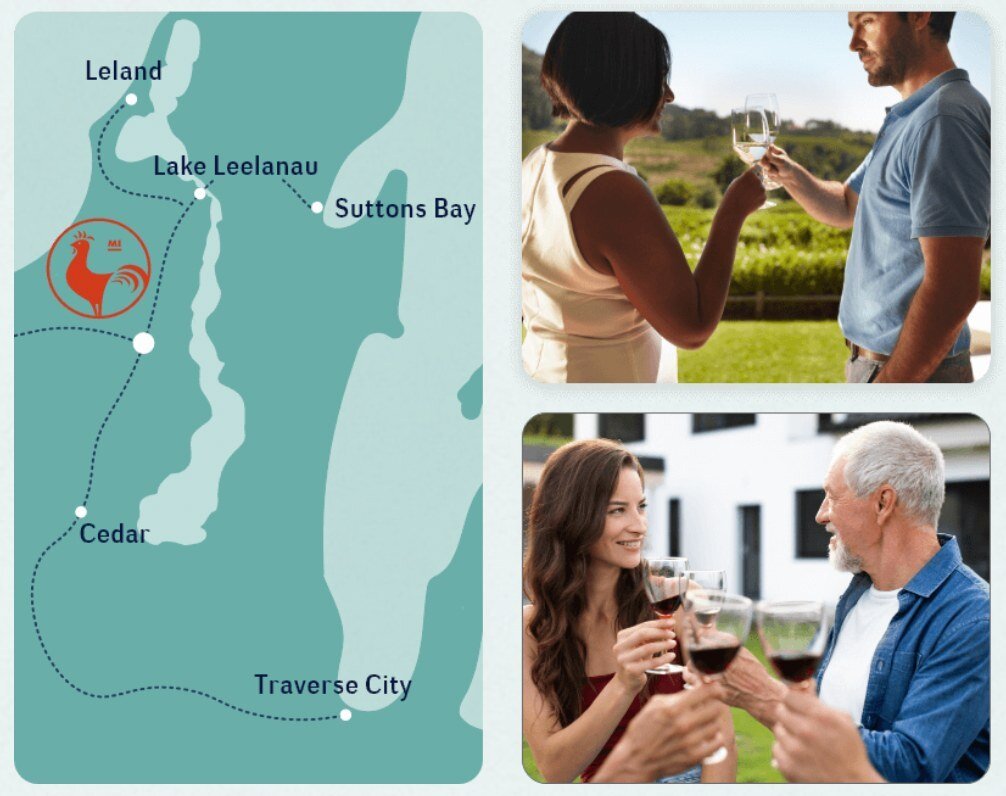 Located on the Northern Loop of the Leelanau Peninsula Wine Trail, our tasting room and event barn are just 5 minutes from the shimmering waters of Lake Leelanau and a beautiful 20 minute drive through the countryside from downtown Traverse City. 

W