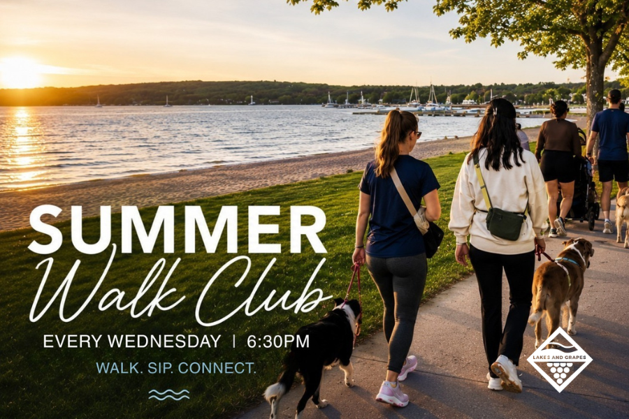 Lake’s &amp; Grapes Walk Club – Summer Series featuring Harmony Estate Wineries of Leelanau