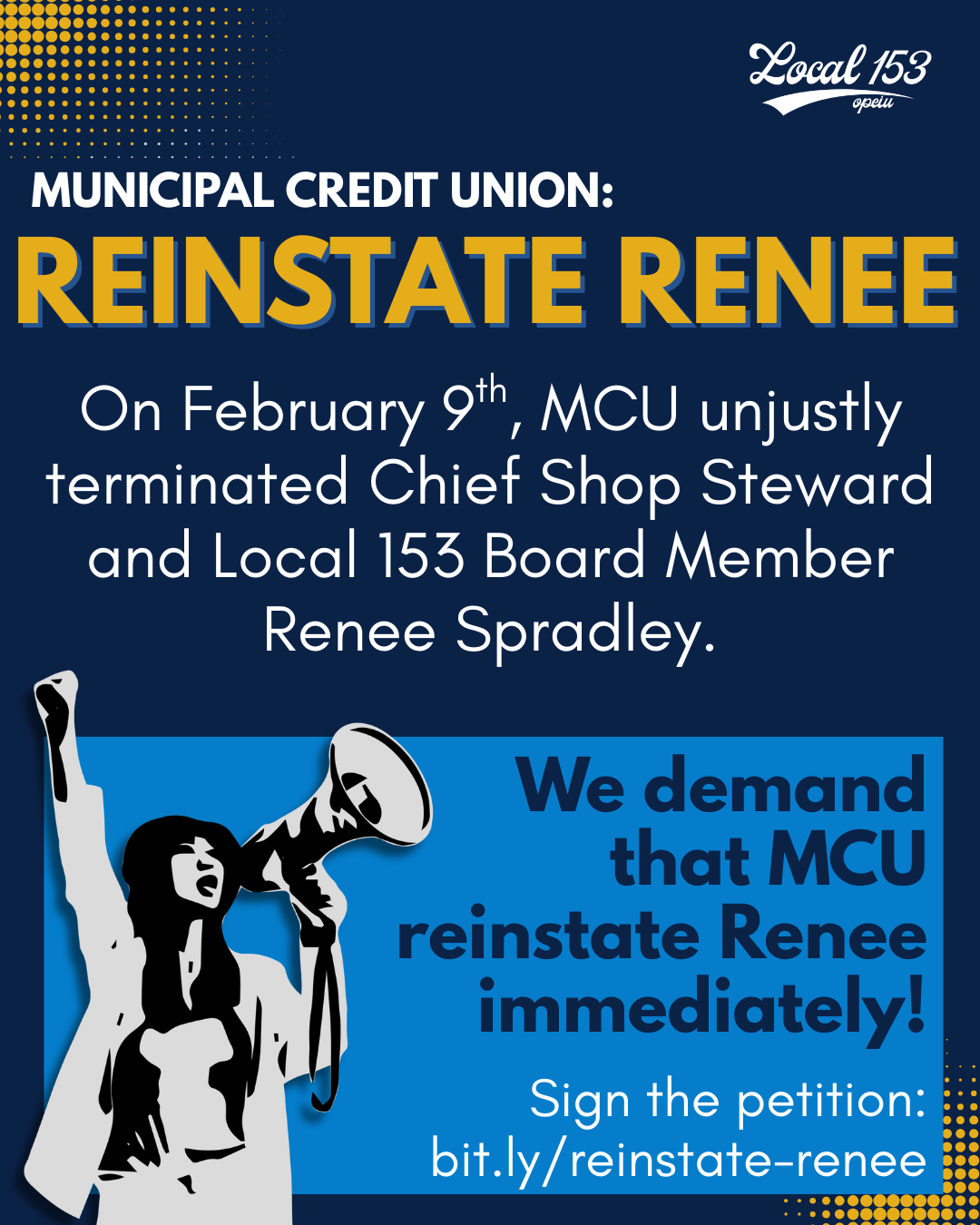 Municipal Credit Union: REINSTATE RENEE!