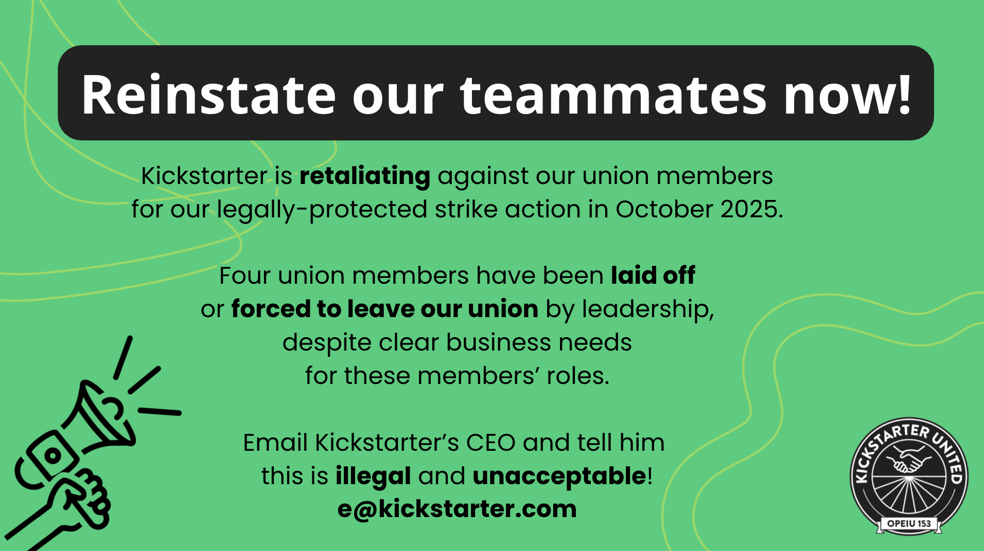 Kickstarter Terminates Union Leaders in Retaliation for Recent Strike Victory