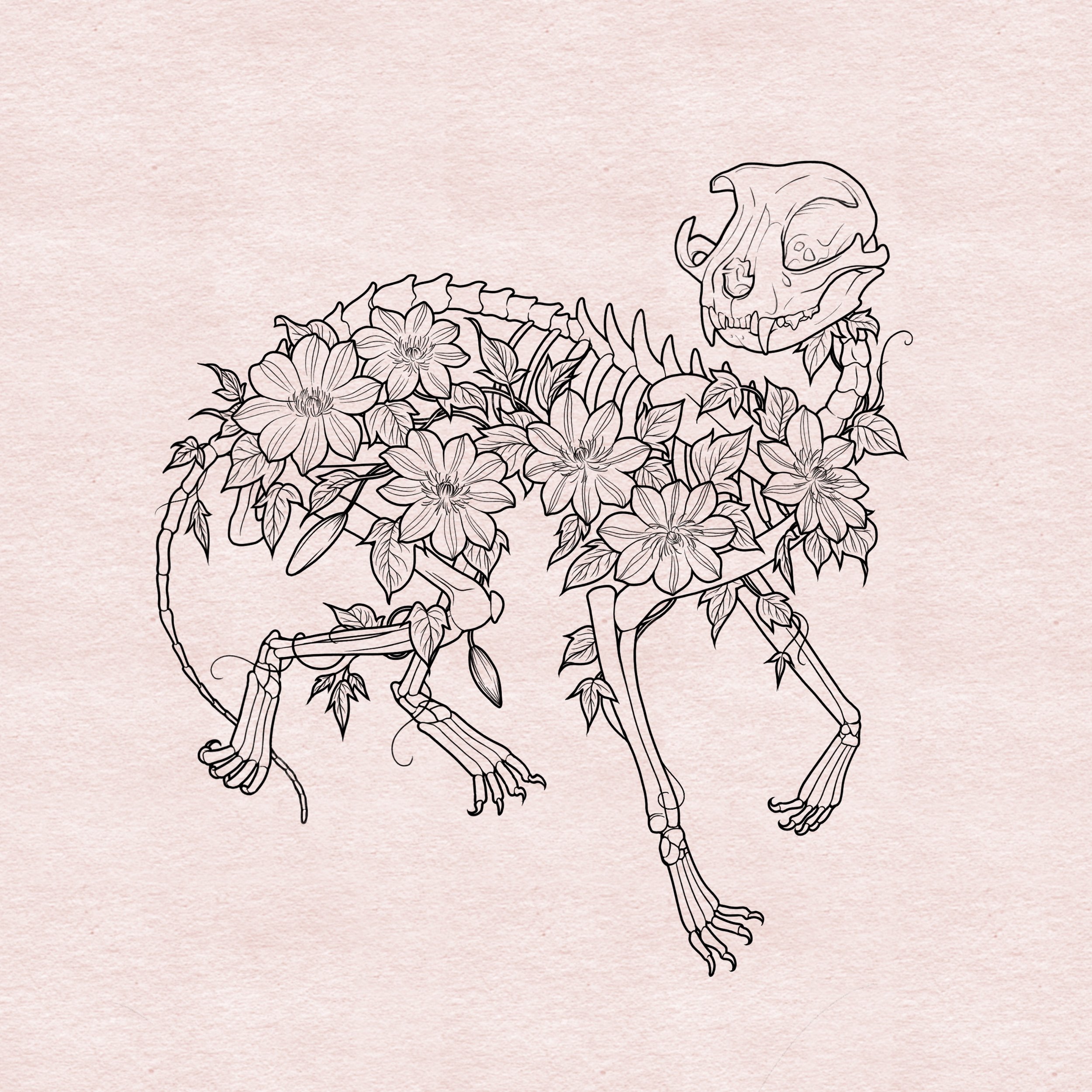 Cat & clematis - 9"