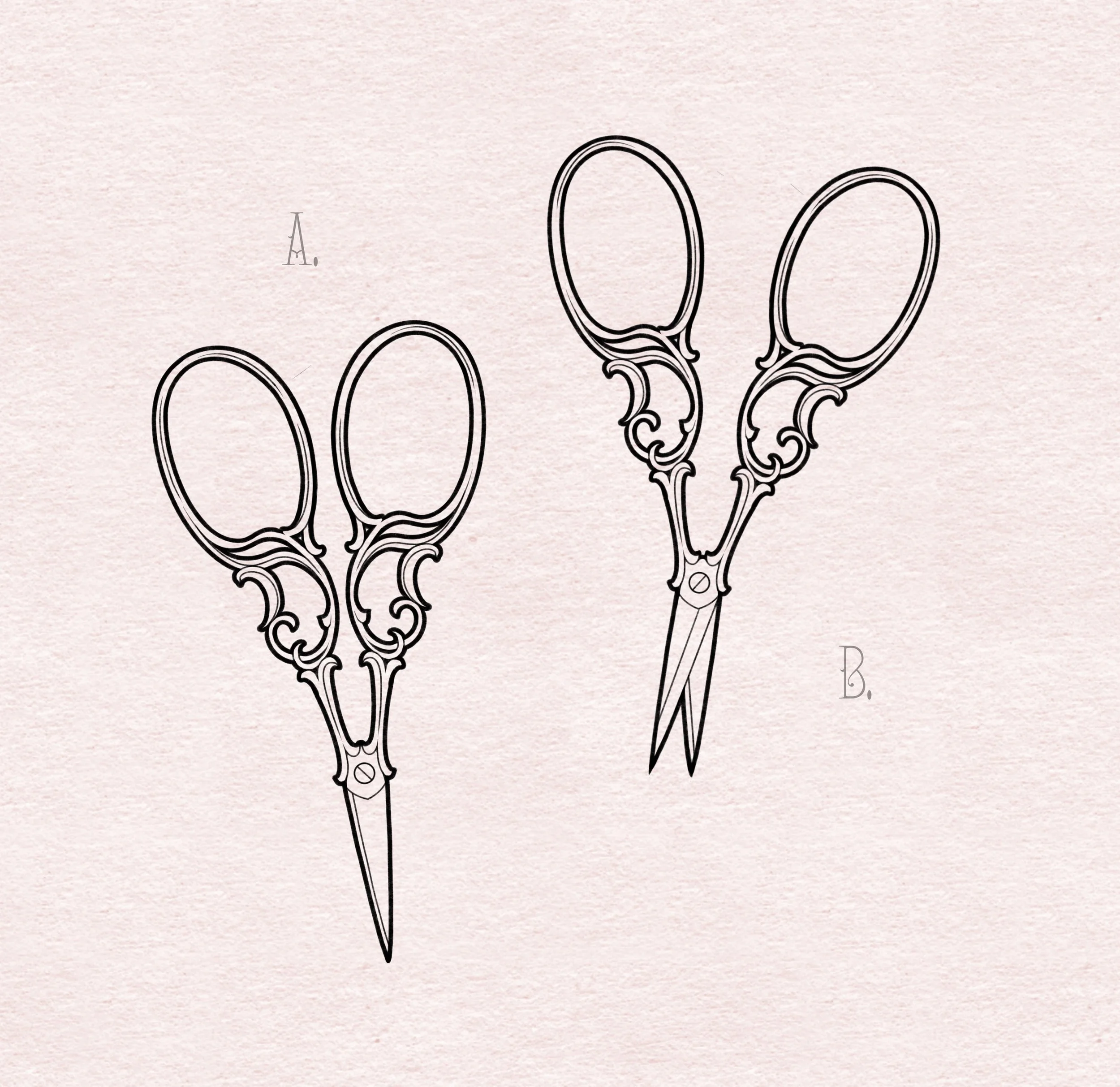 Nouveau scissors (A & B) - 4"