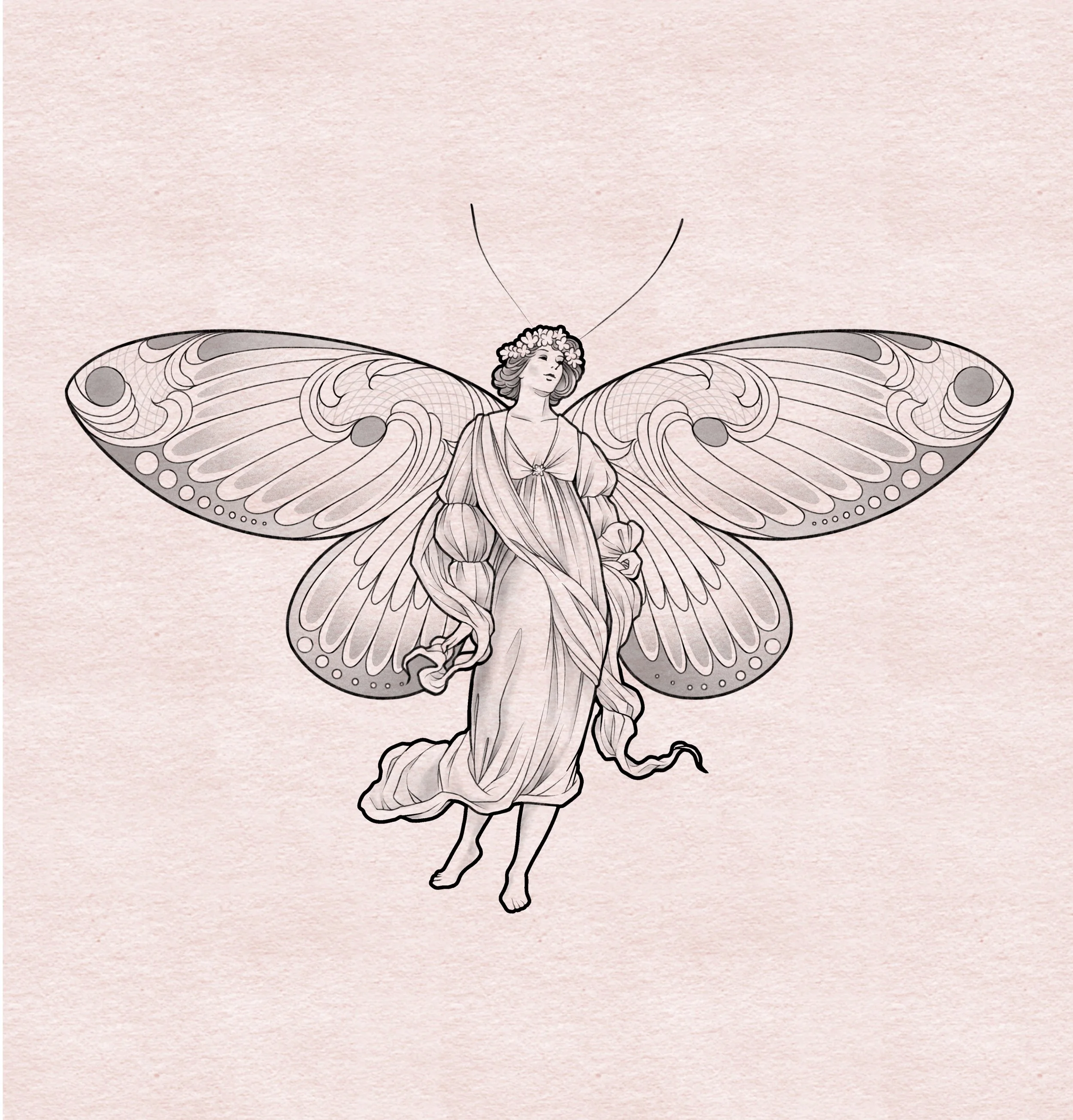 Moth fairy - 11" (best suited to back or stomach)