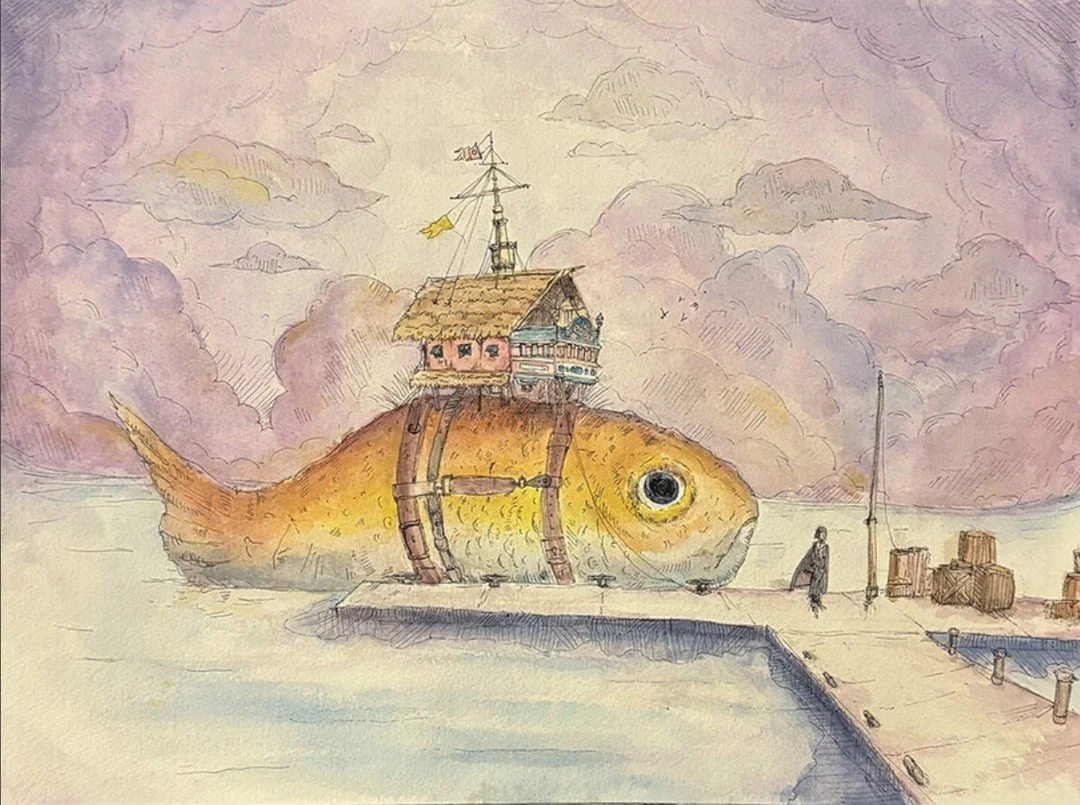 April Cherry &rsquo;28 has entered her artwork, 𝘒𝘯𝘰𝘵 4 𝘚𝘢𝘪𝘭, into the Harvey Cooper Award. Painted in watercolour and pen, the piece plays with the freedom of this year&rsquo;s no-theme format, featuring a dreamlike mix of colourful clouds, a