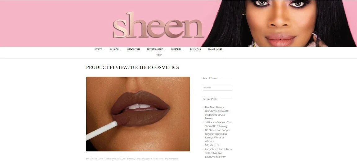 Tucheir Cosmetics Featured In Sheen Magazine