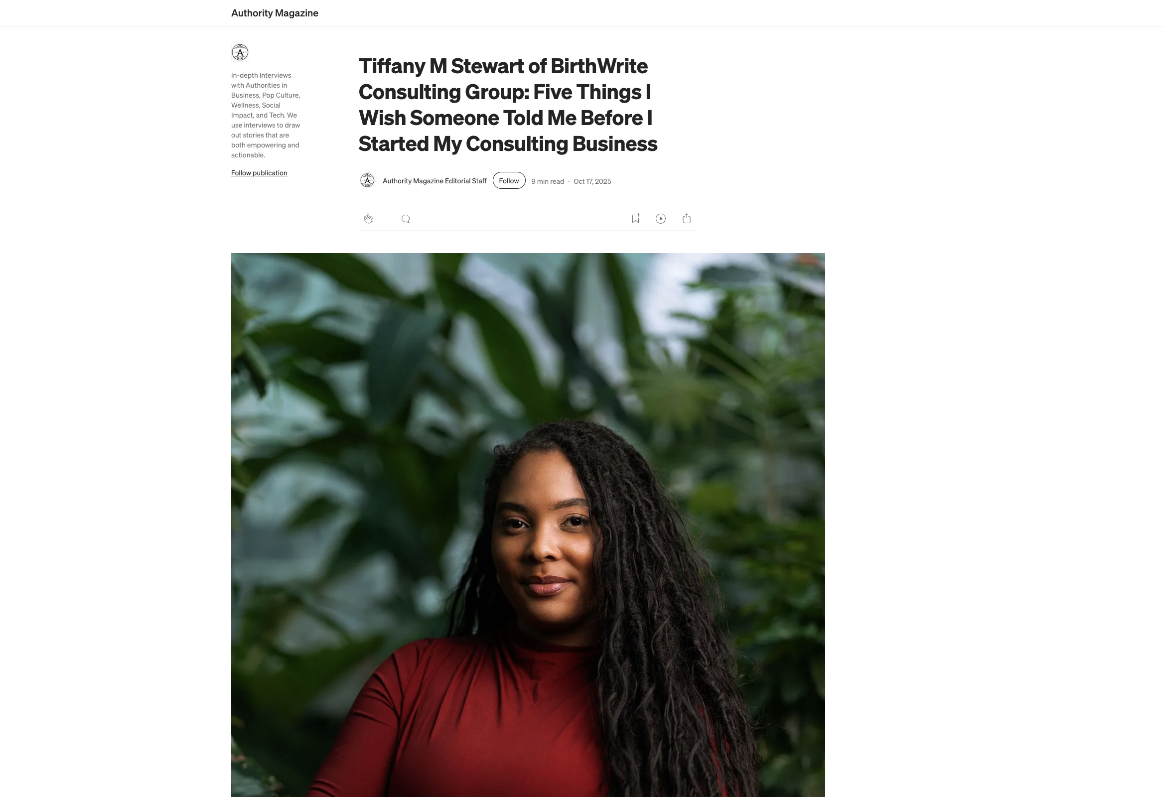 TIFFANY STEWART FEATURED IN AUTHORITY MAGAZINE