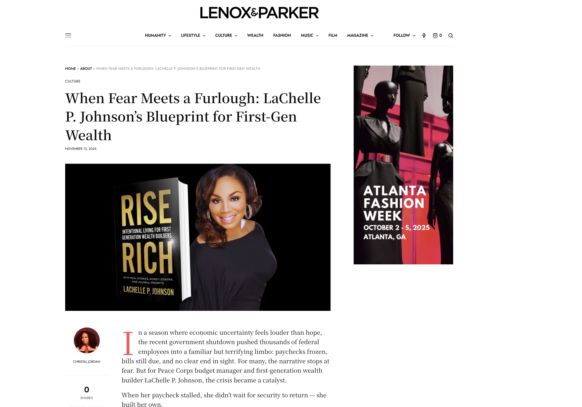 LACHELLE P. JOHNSON FEATURED IN LENOX AND PARKER