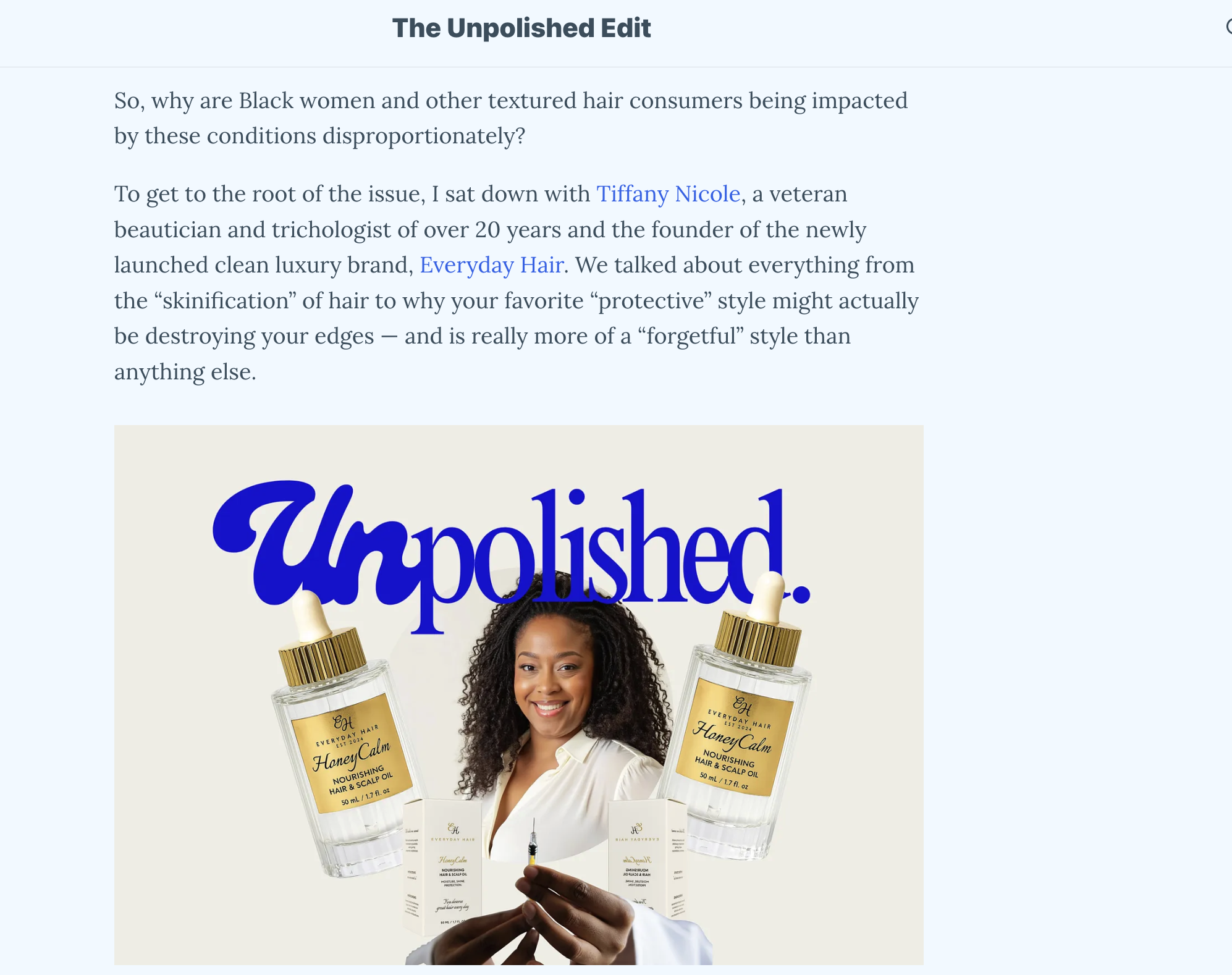 EVERYDAY HAIR FEATURED ON THE UNPOLISHED EDIT