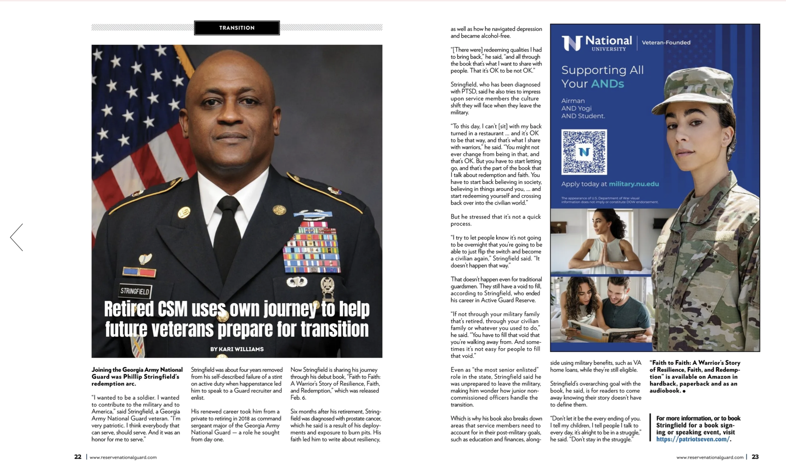PHILLIP A. STRINGFIELD FEATURED IN RESERVE +NATIONAL GUARD MAGAZINE