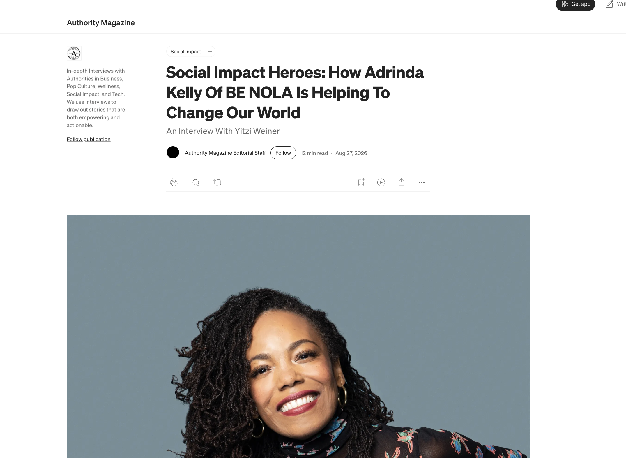 BE NOLA FEATURED IN AUTHORITY MAGAZINE