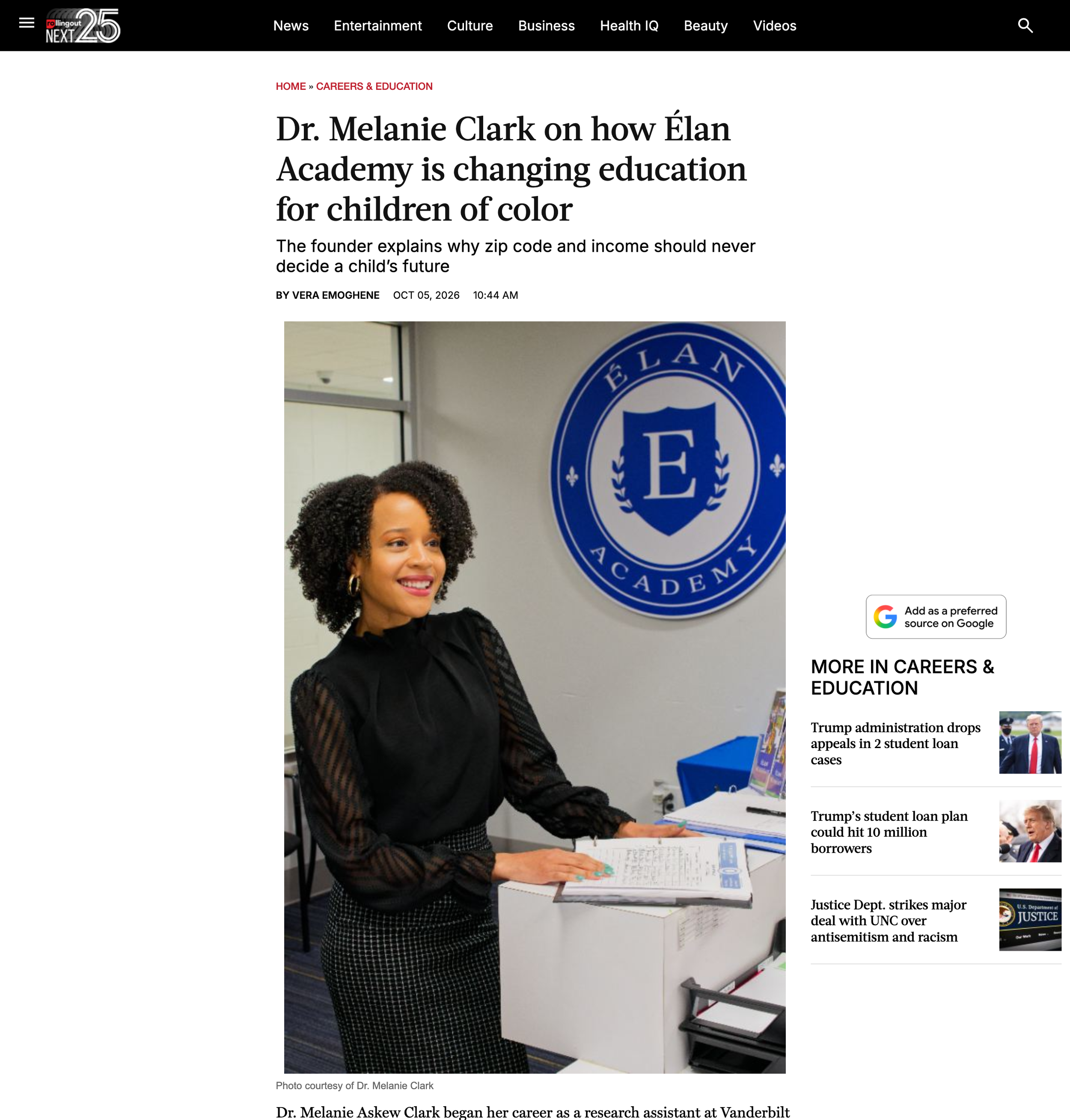 DR. MELANIE CLARK X ELAN ACADEMY FEATURED ON ROLLING OUT
