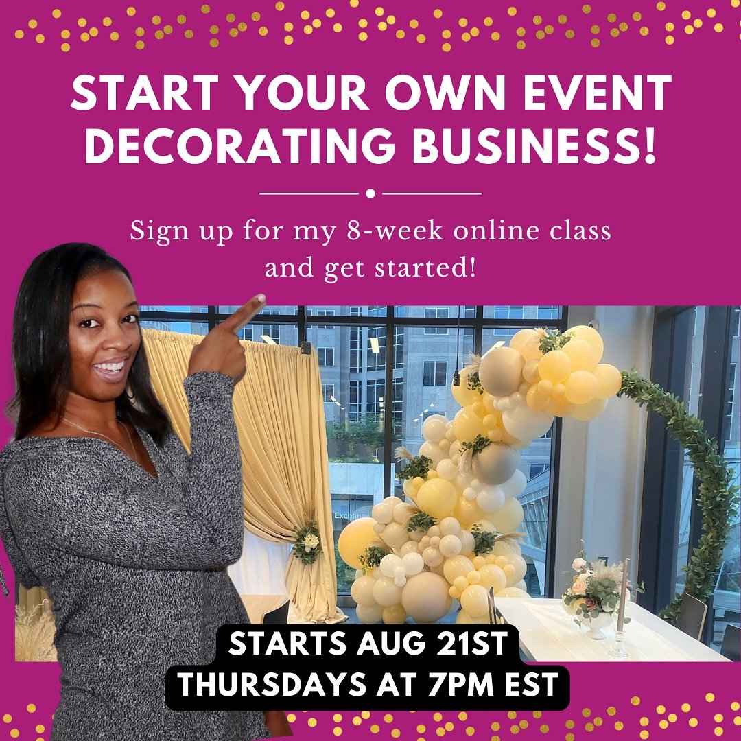 I&rsquo;ve been working really hard this year to help as people as I can to start their event decorating business. This will be my LAST class of the year. 

What will you learn? Glad you asked ☺️. 

- How to use social media to attract clients

- How
