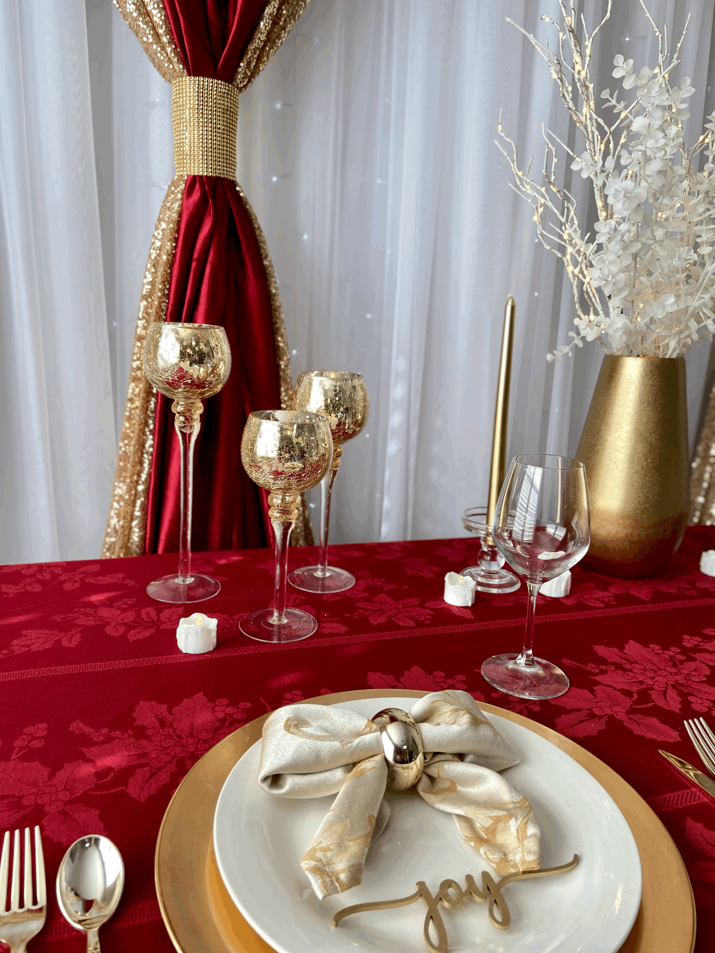 Set of 3 Crackle Gold Glass Candle Holders (Pickup ONLY)