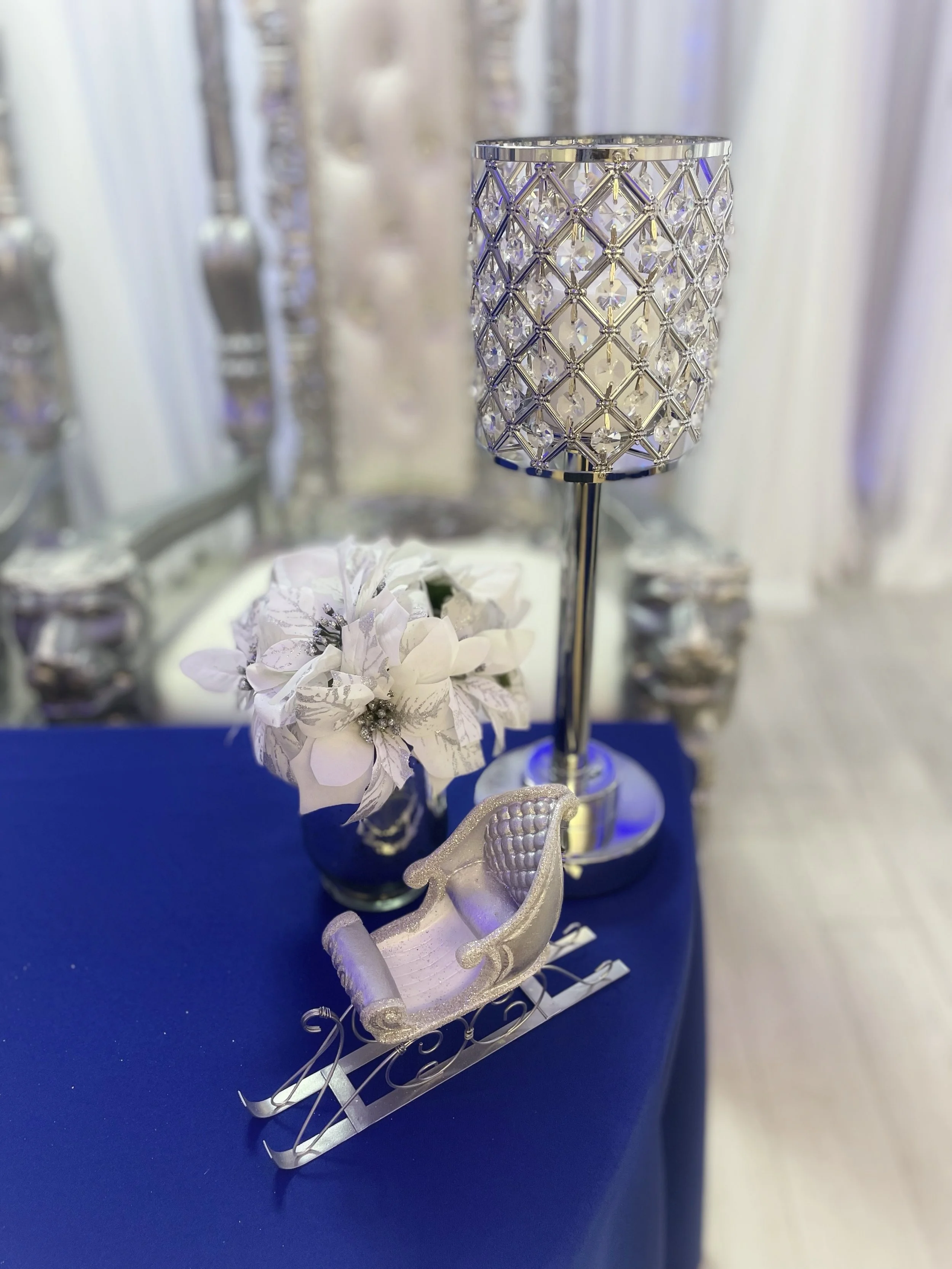 Tall Silver Crystal Candleholders (Pickup ONLY)