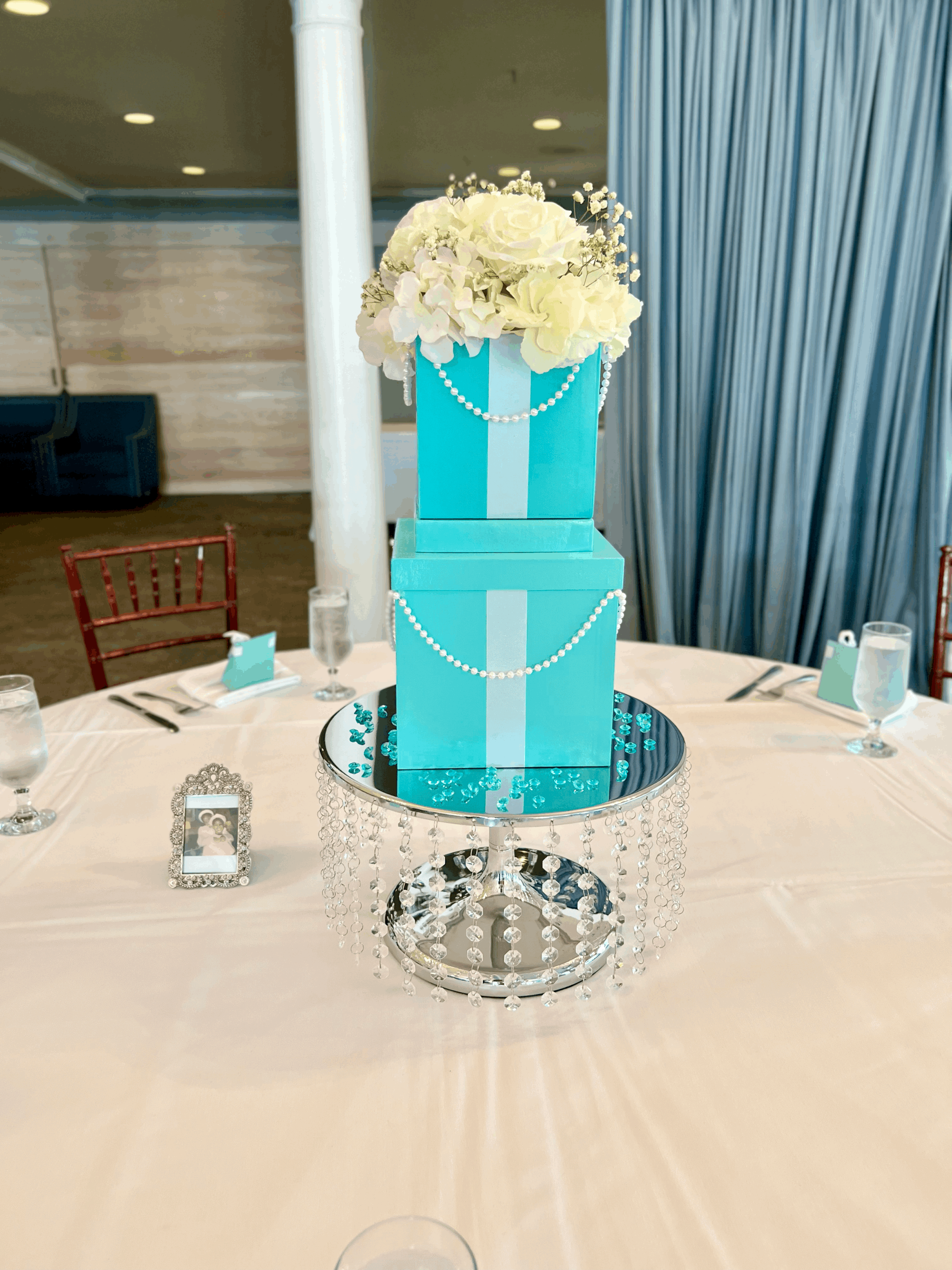 Metallic Silver Dessert Stand With Crystals (Pickup ONLY)