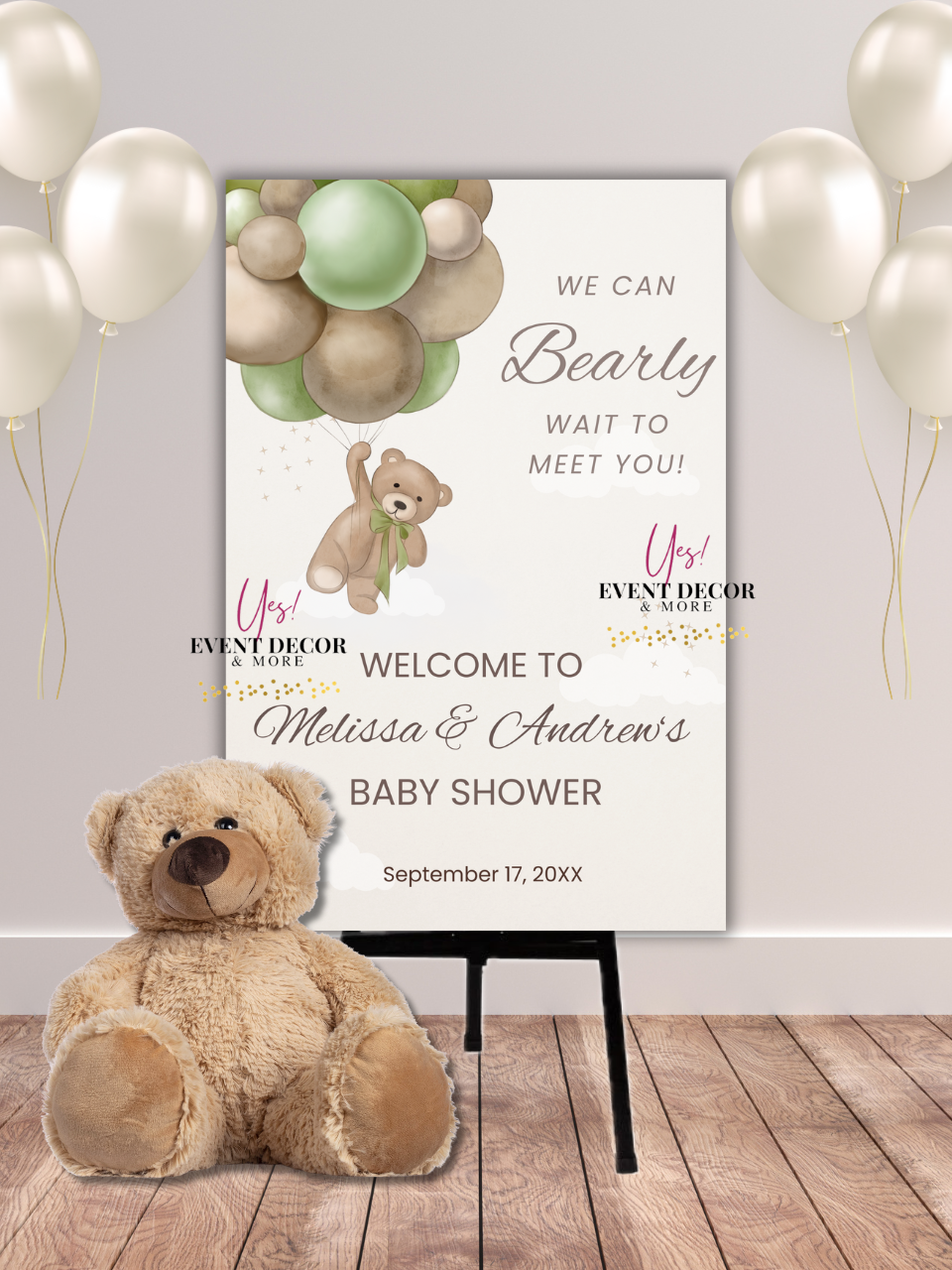 Teddy Bear Welcome Sign Template (Editable)