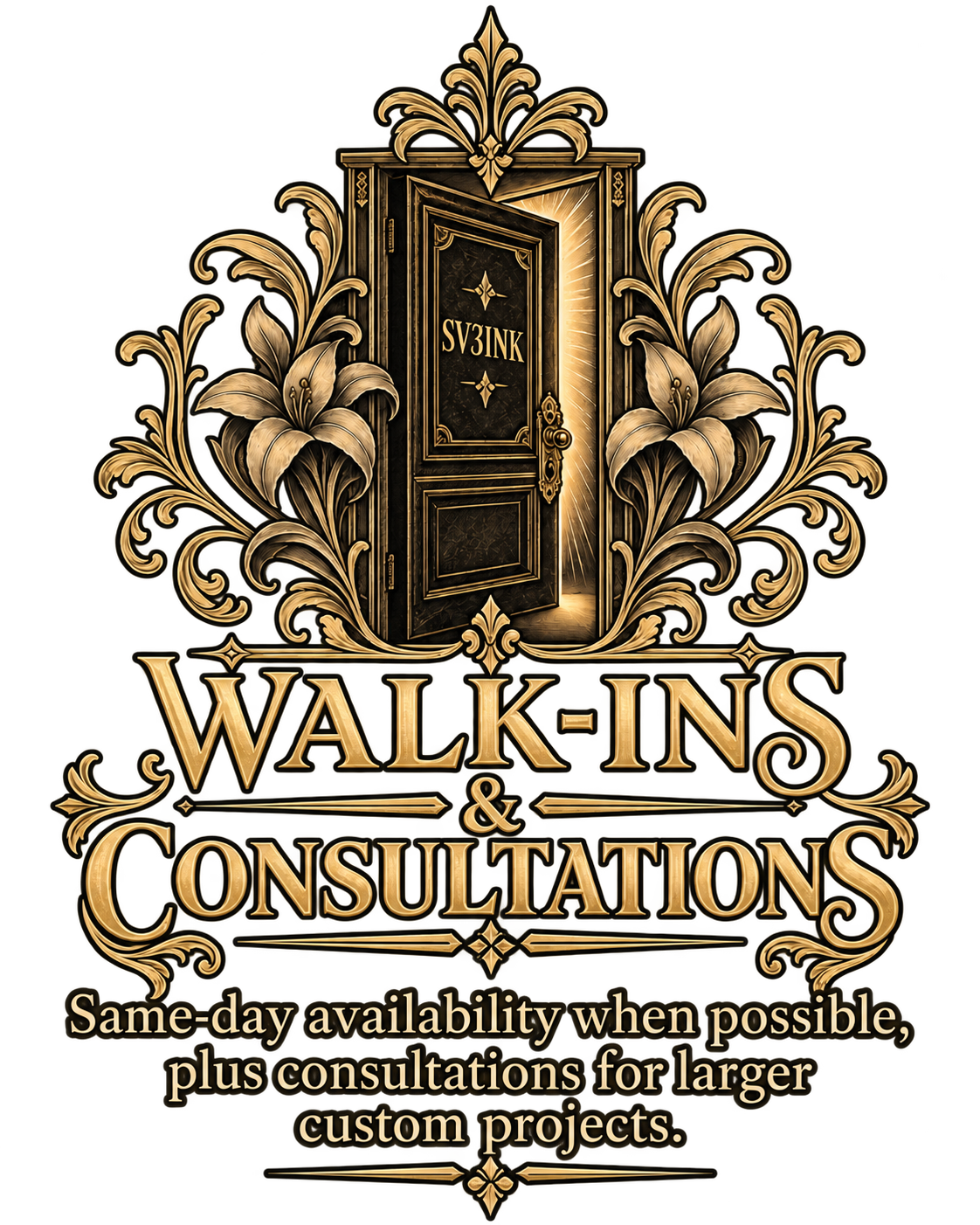 walk ins welcome at sv3ink for custom tattoos in Bluffton , savannah , okatie and the lowcountry