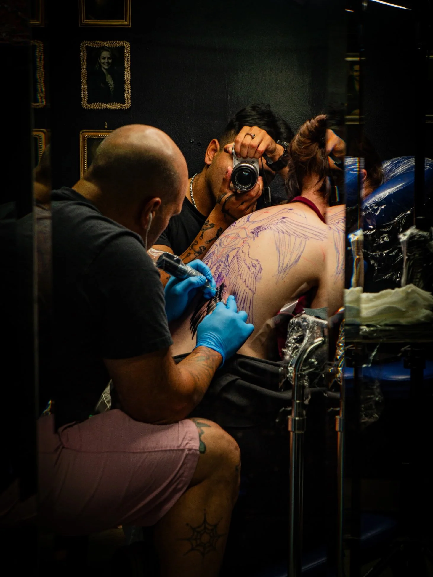 Tattoo artist Salvador Vargas creating a custom tattoo at SV3ink serving Savannah, Ga and Bluffton, SC.