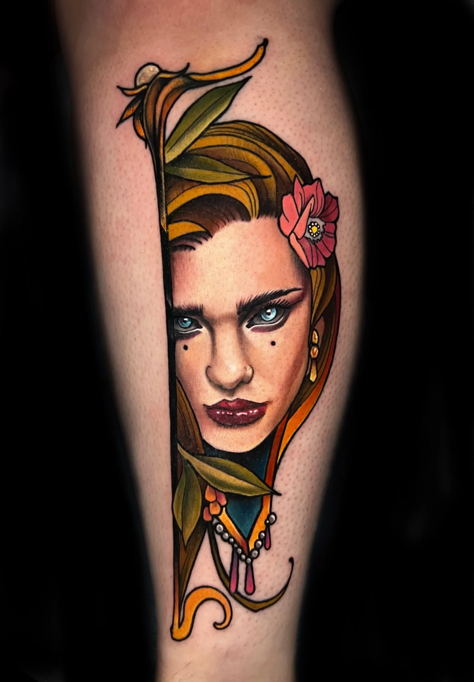Color Neo-Traditional portrait tattoo by Salvador Vargas III, serving Savannah, Bluffton and Charleston.