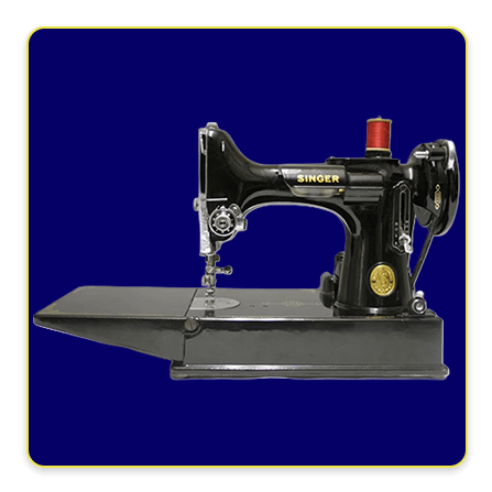 Shop Used Sewing Machines button featuring a crisp photo of a reliable pre-owned sewing machine.