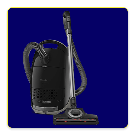 Shop New Vacuum Cleaners button featuring a crisp photo of a modern lightweight cordless stick vacuum.