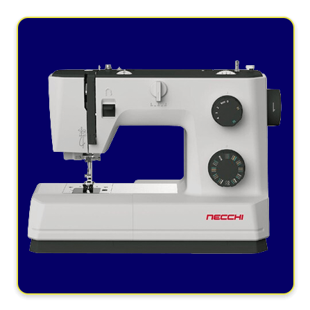 Shop New Sewing Machines button featuring a crisp photo of a modern sewing machine.