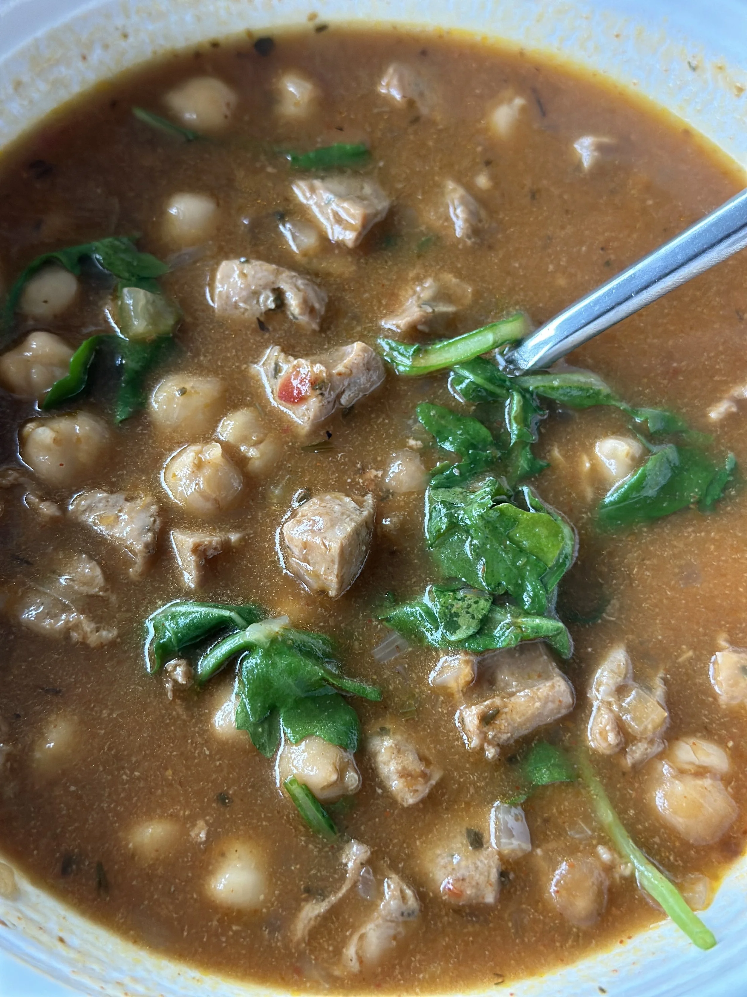 Hearty Pumpkin Chickpea &amp; Italian Chicken Sausage Soup 