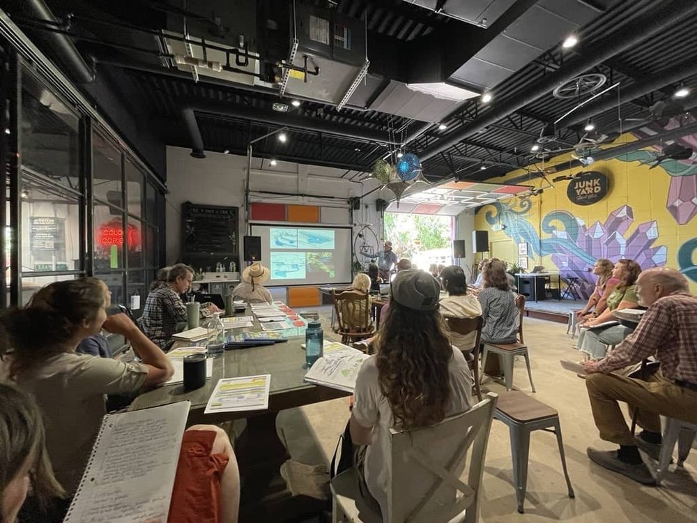   Brad Lancaster (Author, Rainwater Planting Pioneer) leading a workshop at the Junkyard Social Club.  