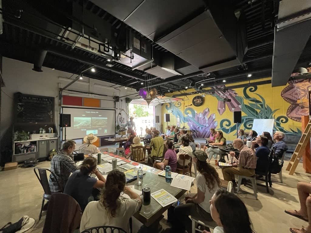   Brad Lancaster (Author, Rainwater Planting Pioneer) leading a workshop at the Junkyard Social Club.  