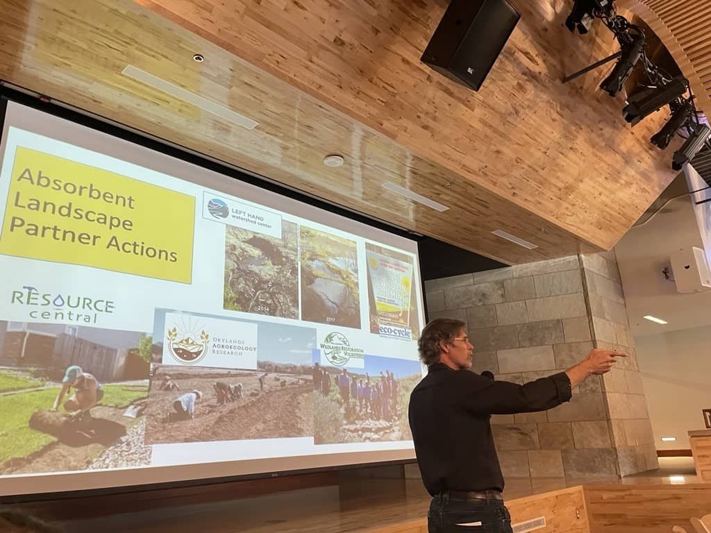   Brett KenCairn (City of Boulder - Climate Initiatives, Senior Policy Advisor; Center for Regenerative Solutions, Founder) opening the event at the Boulder JCC.  