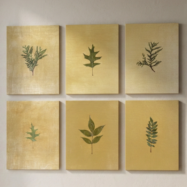 Easy Pressed-Leaf Gold Canvas Craft for Kids