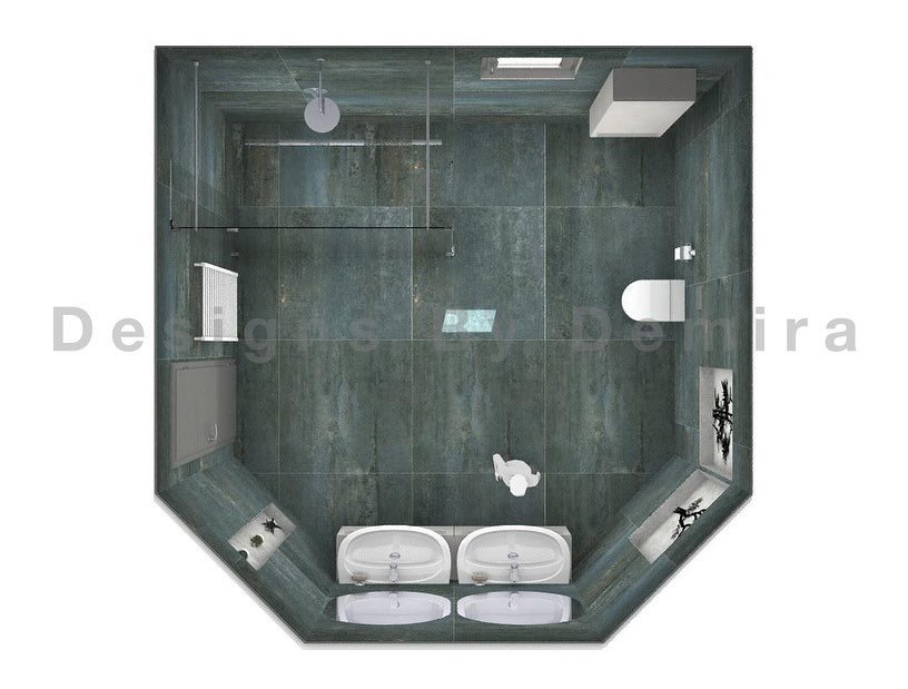 Bathroom Design ~ A natural, green ambiance for the space.