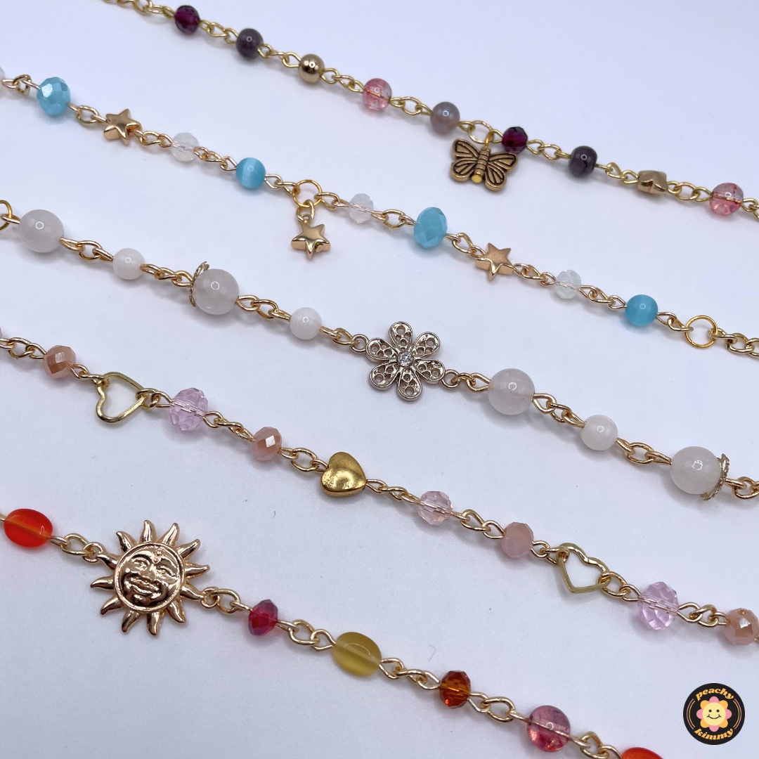 Gold Charm Beaded Bracelets - 5 Styles