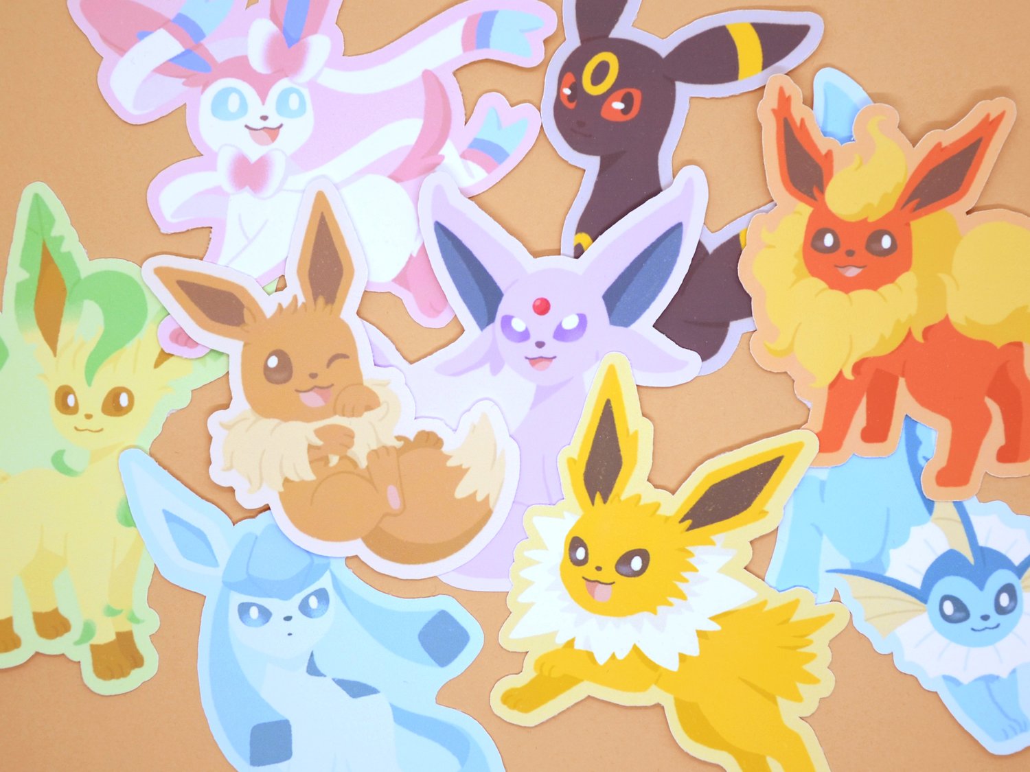 Cute Eeveelution Sticker Set Eevee Flareon Jolteon 