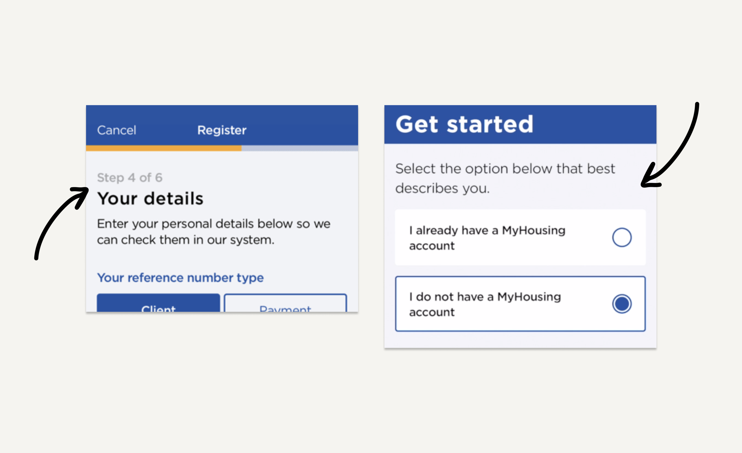 Example screenshots of tasks broken down into steps in the app.