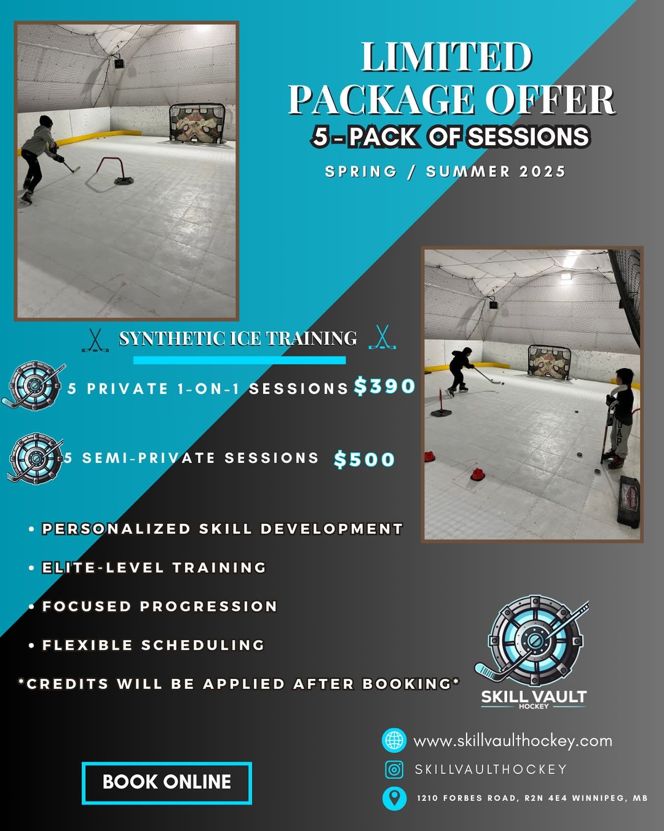 Unlock the Vault. 🔓 🏒 Level up your game.
✅5-Packs now available &mdash; private or semi-private.

🚨Limited spots. 
🌐Book through the link in bio!

-

#SkillVaultHockey #HockeyTraining #PrivateSessions #HockeySkills #TrainWithPurpose #unlocktheva